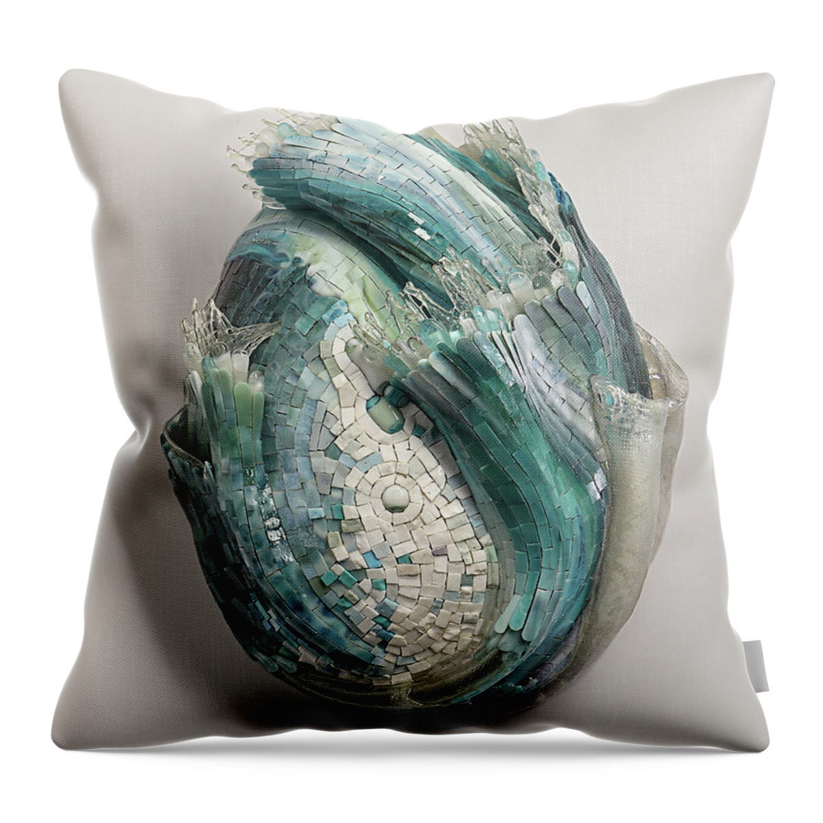 Water Throw Pillow featuring the glass art Crysalis III by Mia Tavonatti