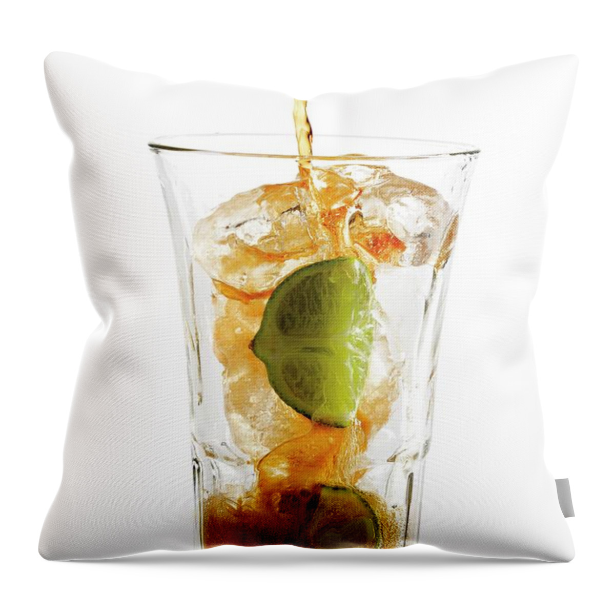 White Background Throw Pillow featuring the photograph Cuba Libre Drink, Close-up by Creativ Studio Heinemann