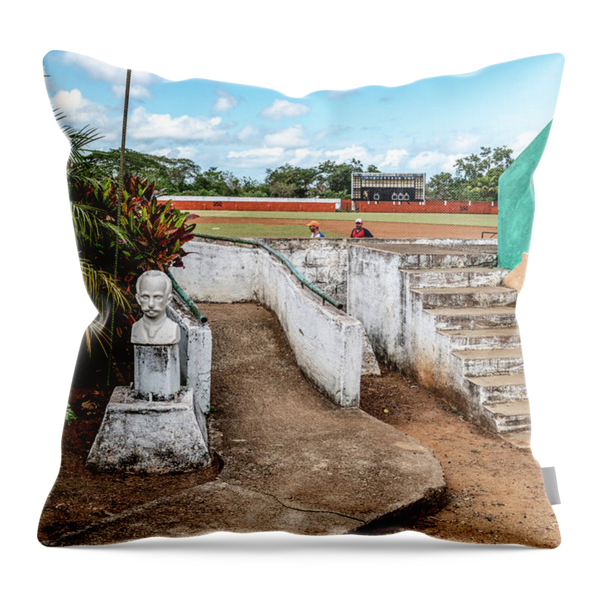 Cuban Baseball Field Throw Pillow featuring the photograph Cuban Baseball Field by Sharon Popek
