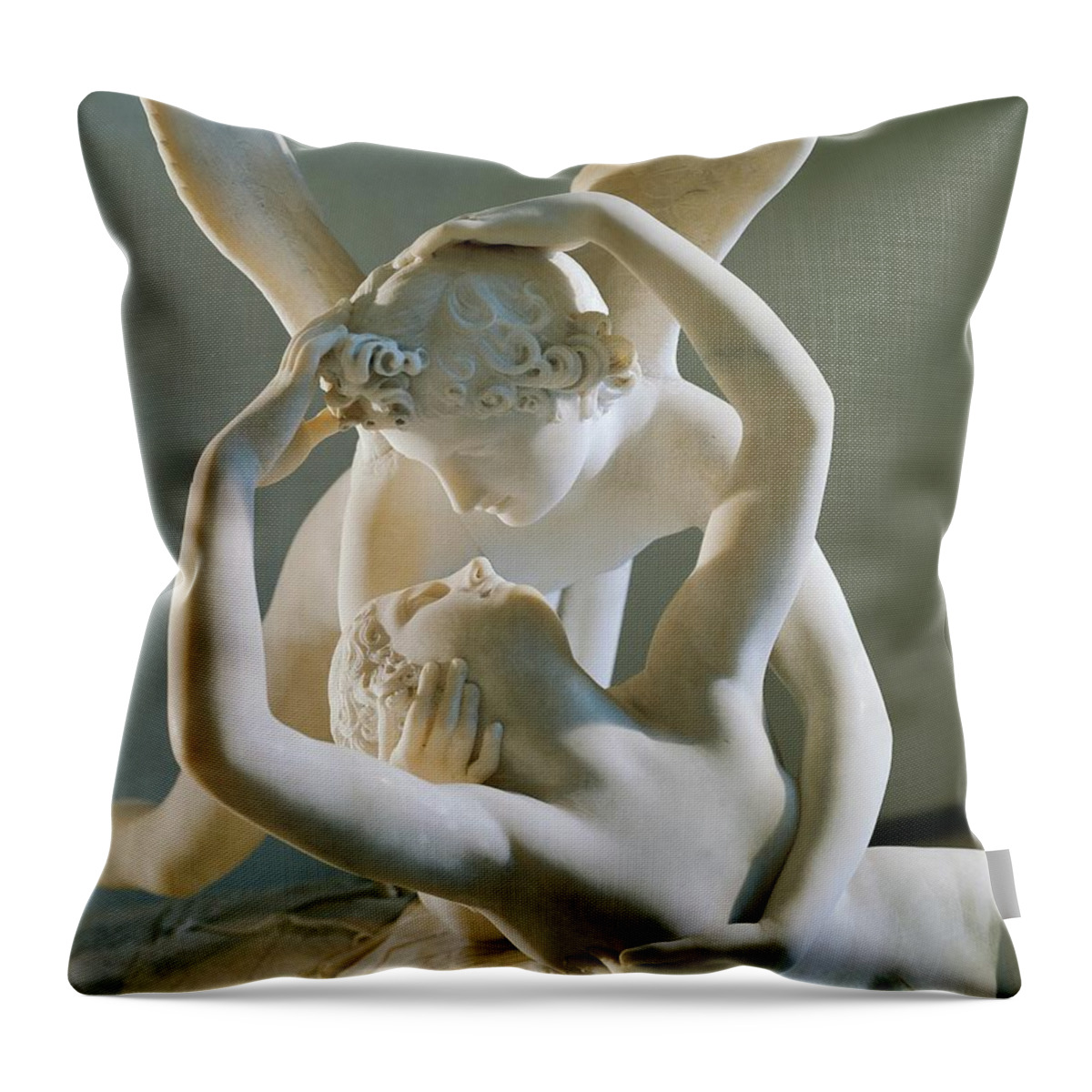 Cupid Throw Pillow featuring the photograph Cupid And Psyche By Antonio Canova, Marble by Antonio Canova