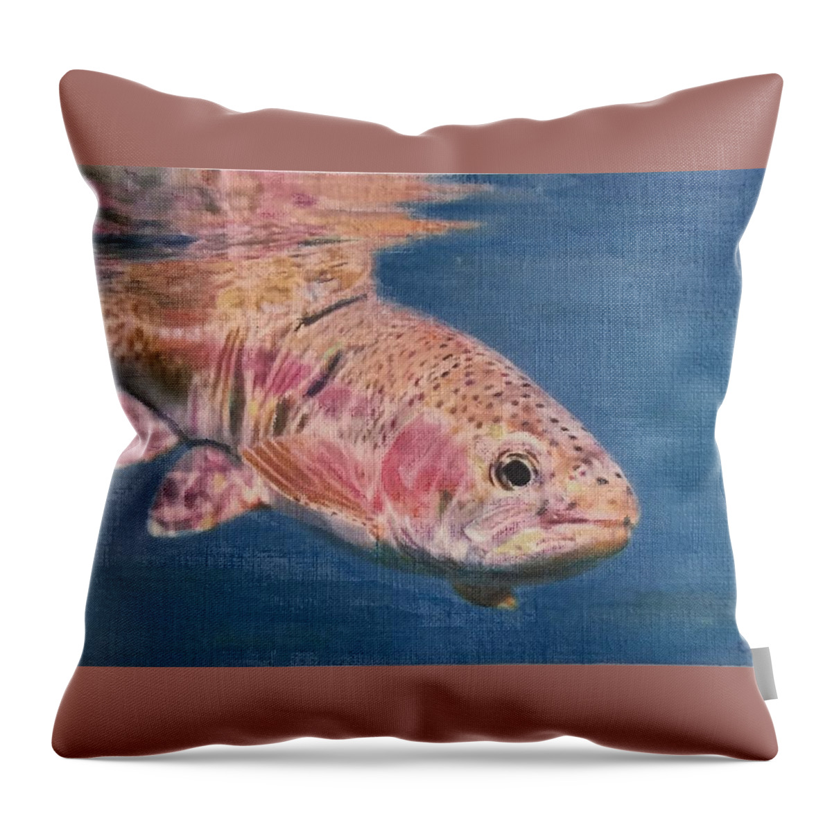 Trout Throw Pillow featuring the painting Curious Trout by Cara Frafjord