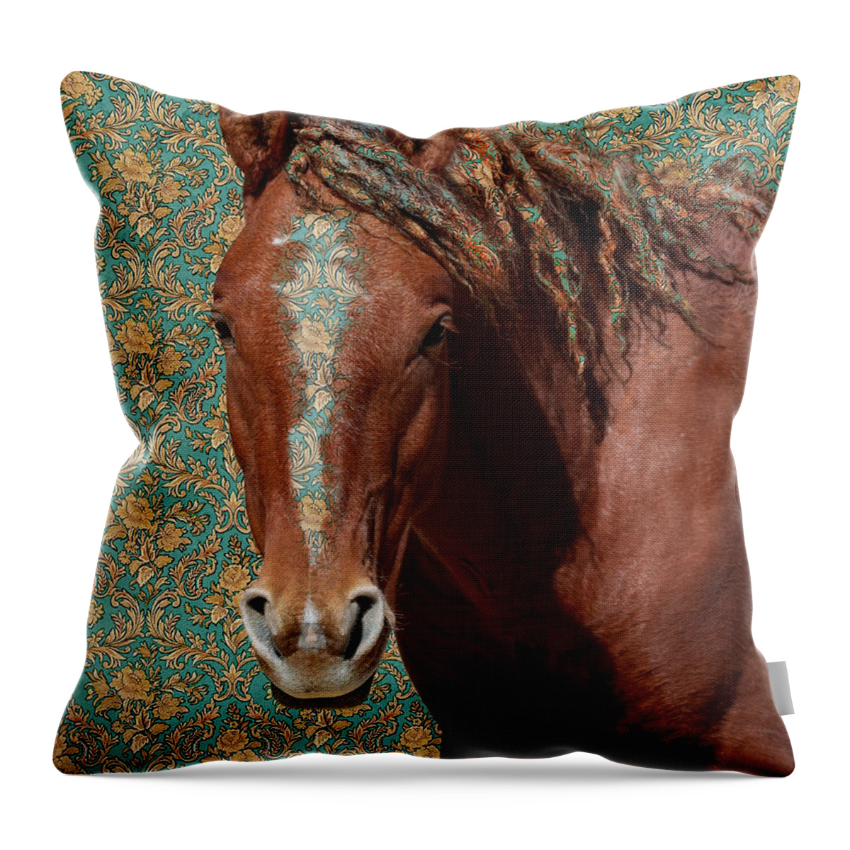 Wild Horses Throw Pillow featuring the photograph Curly by Mary Hone