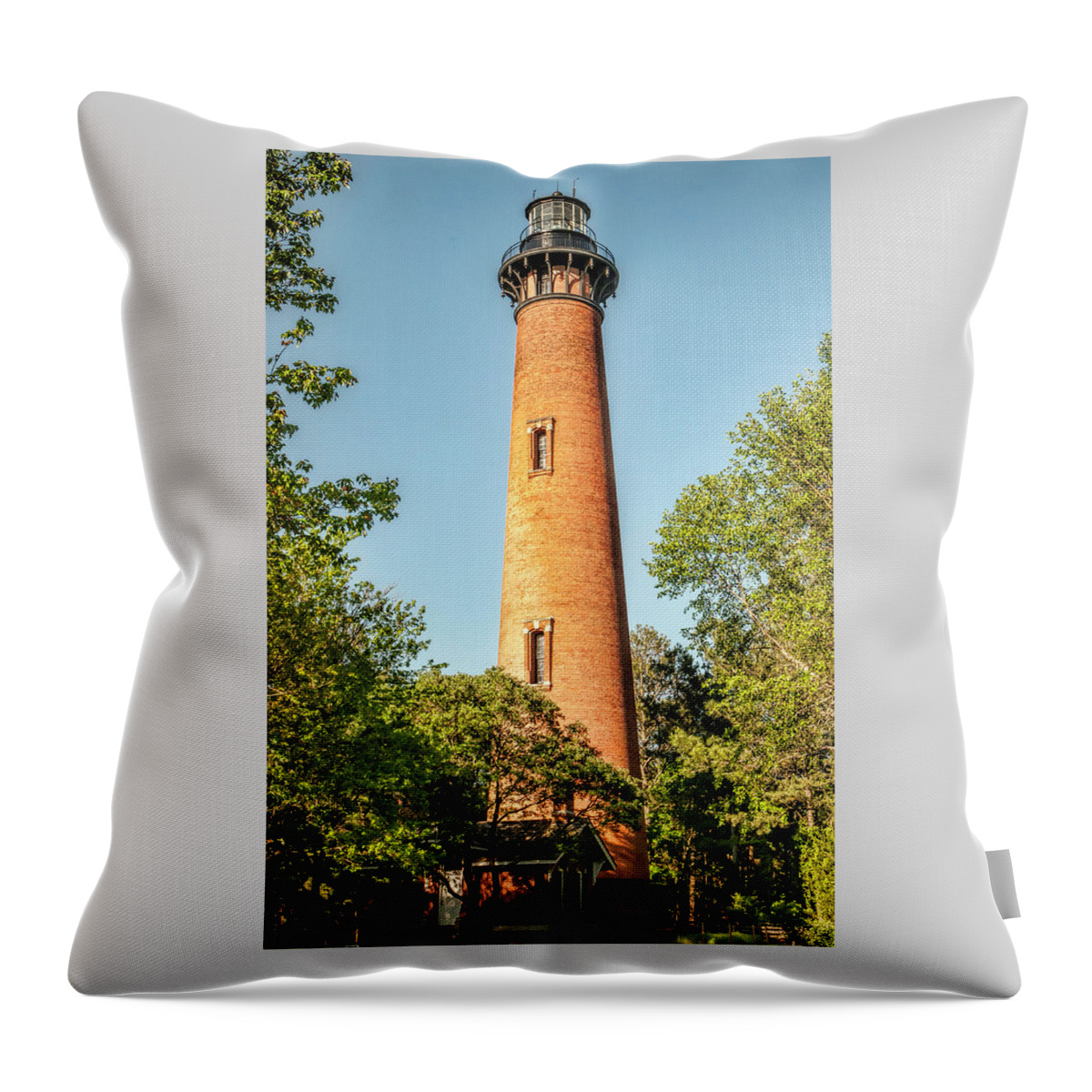 Currituck Beach Lighthouse Throw Pillow featuring the photograph Currituck Beach Lighthouse by Phyllis Taylor