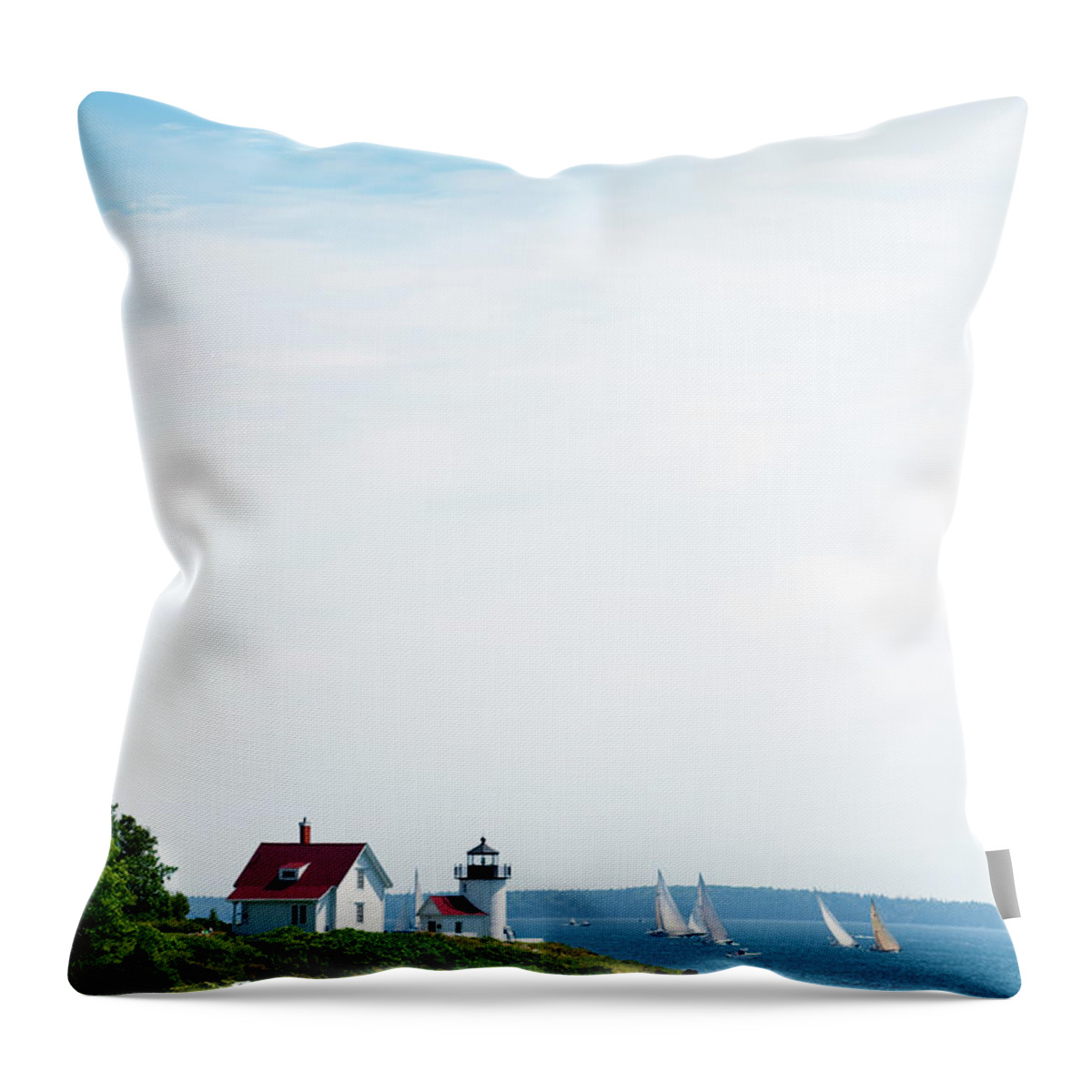 Camden Throw Pillow featuring the photograph Curtis Head Light In Camden, Me With by Gregobagel