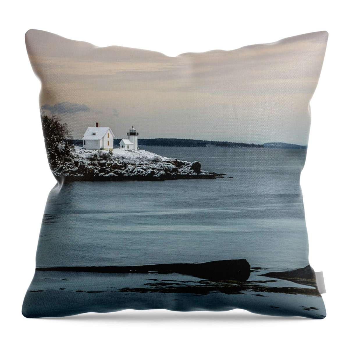 Curtis Island Light Throw Pillow featuring the photograph Curtis Island Light 2 by George Kenhan