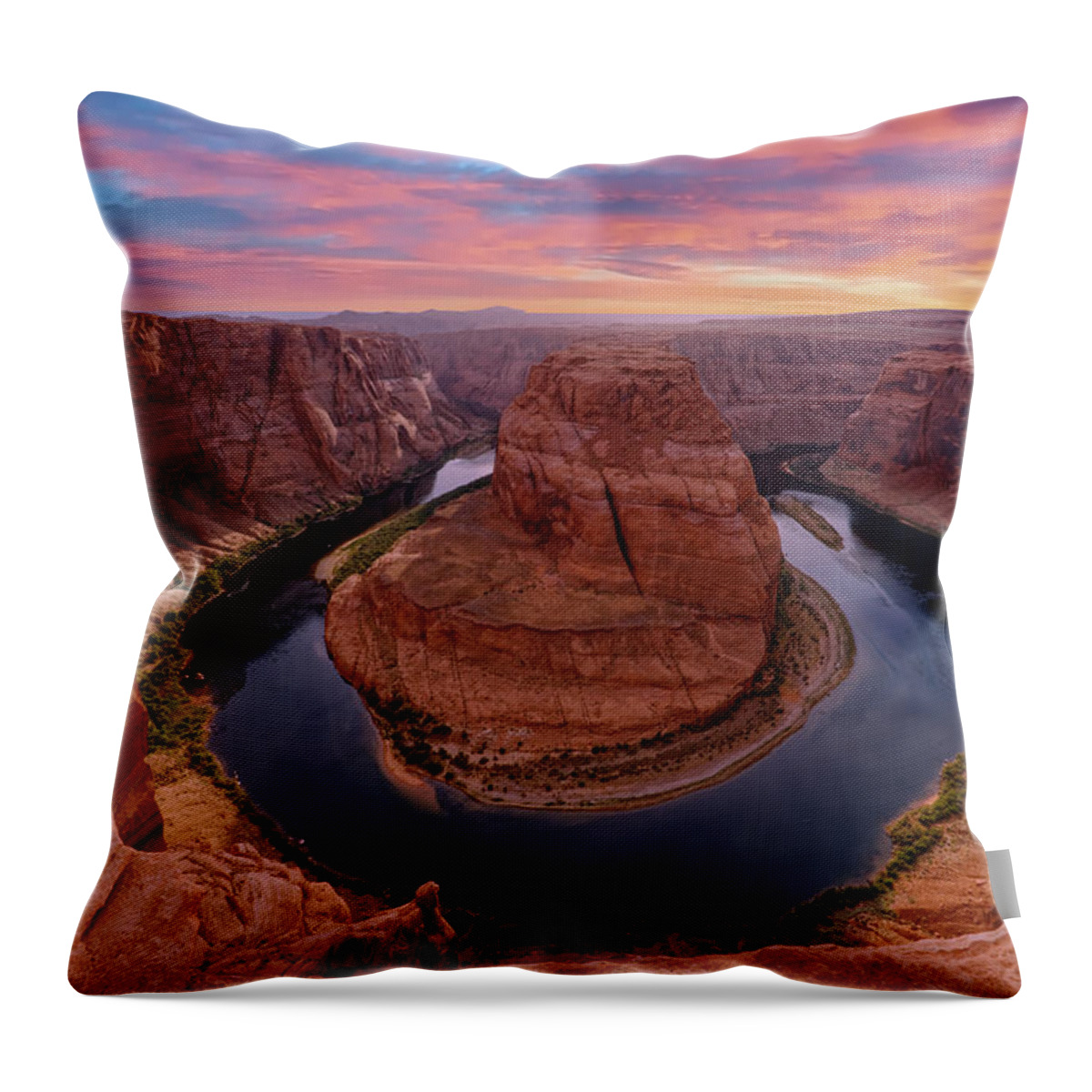 Horseshoe Bend Throw Pillow featuring the photograph Curved by Jonathan Davison