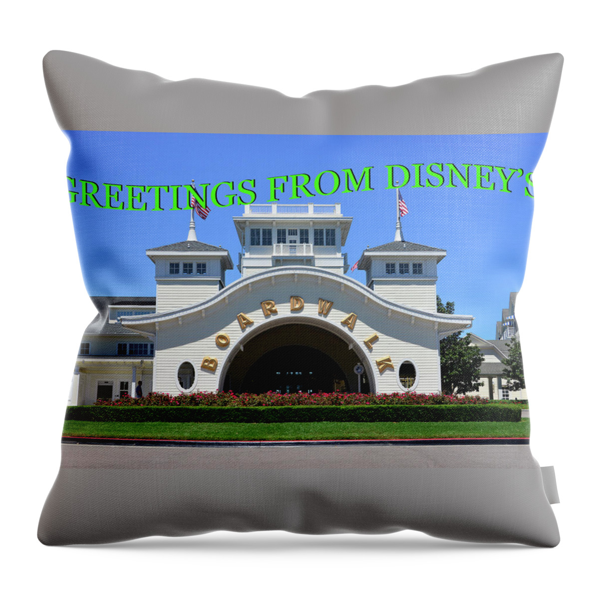 Luxury Throw Pillow featuring the photograph Custom greeting card Disney's Boardwalk by David Lee Thompson