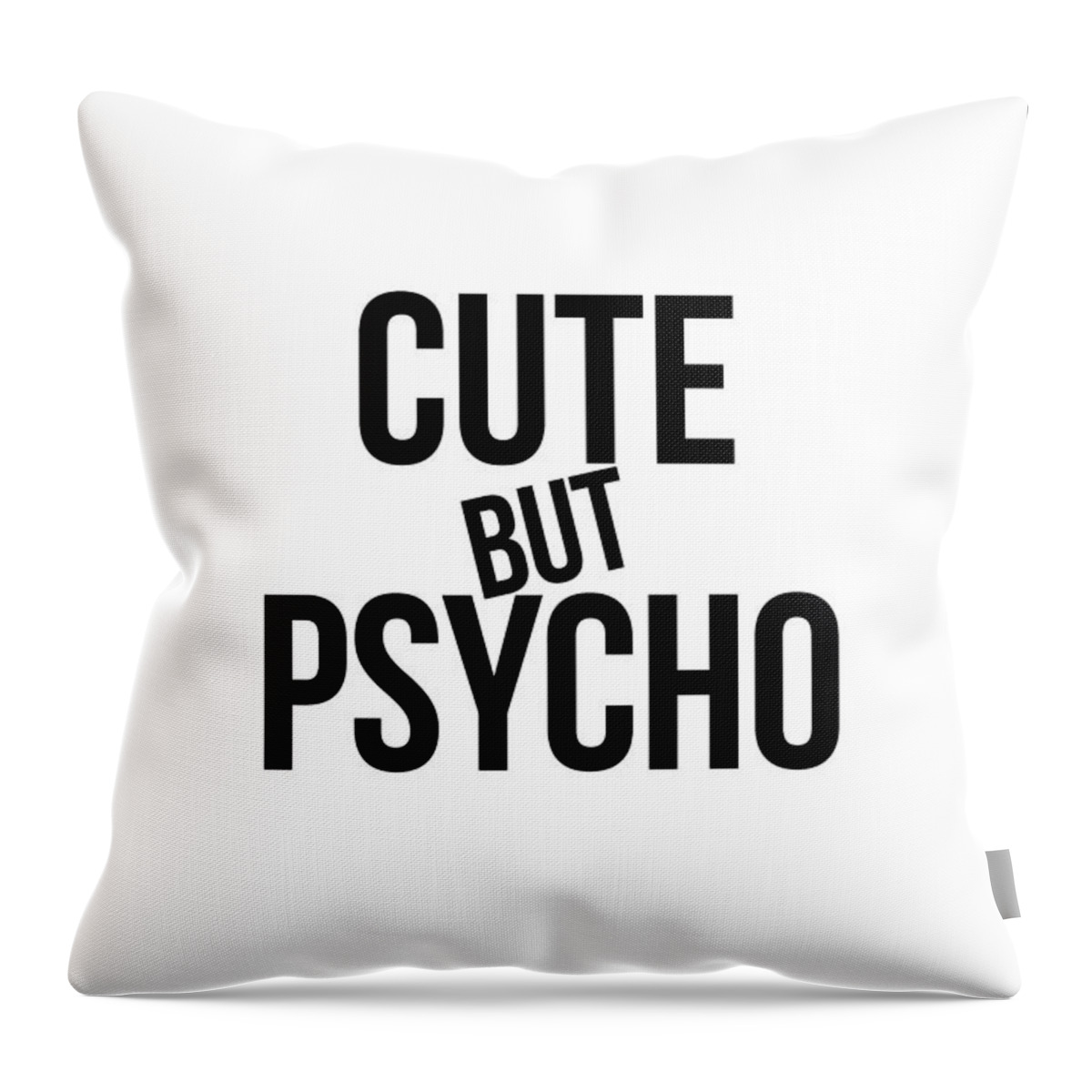 Minimalist Throw Pillow featuring the photograph Cute by Psycho #humor #minimalism #funart by Andrea Anderegg