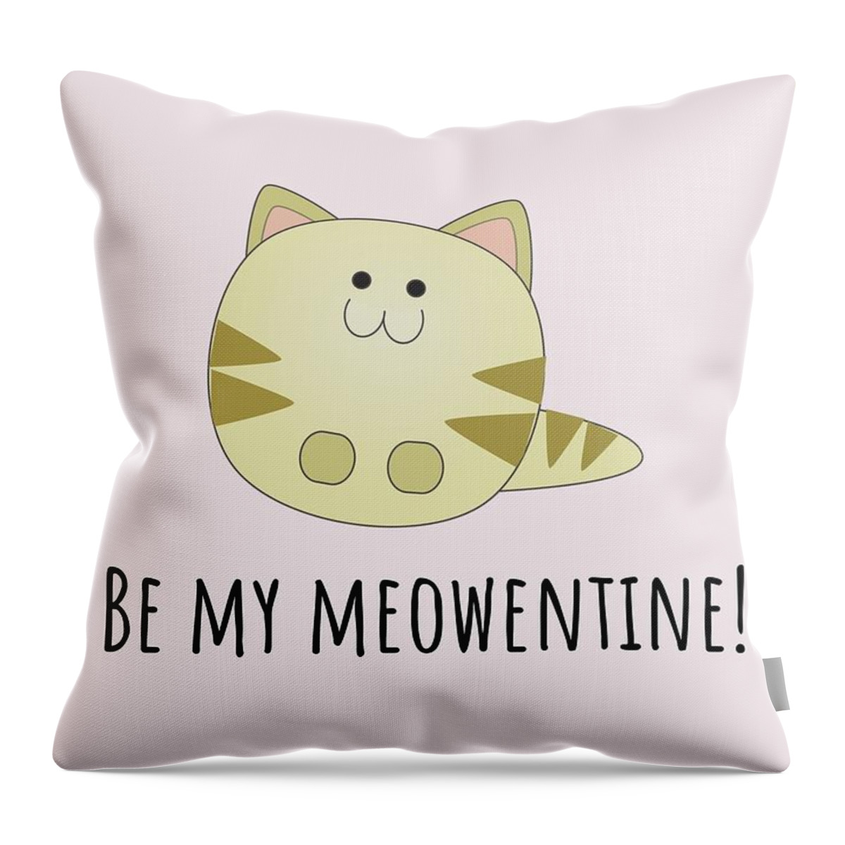 Funny Throw Pillow featuring the digital art Cute Cat Valentine Card - Cat Lover Card - Adorable Cat Valentine's Day Card - Meowentine by Joey Lott