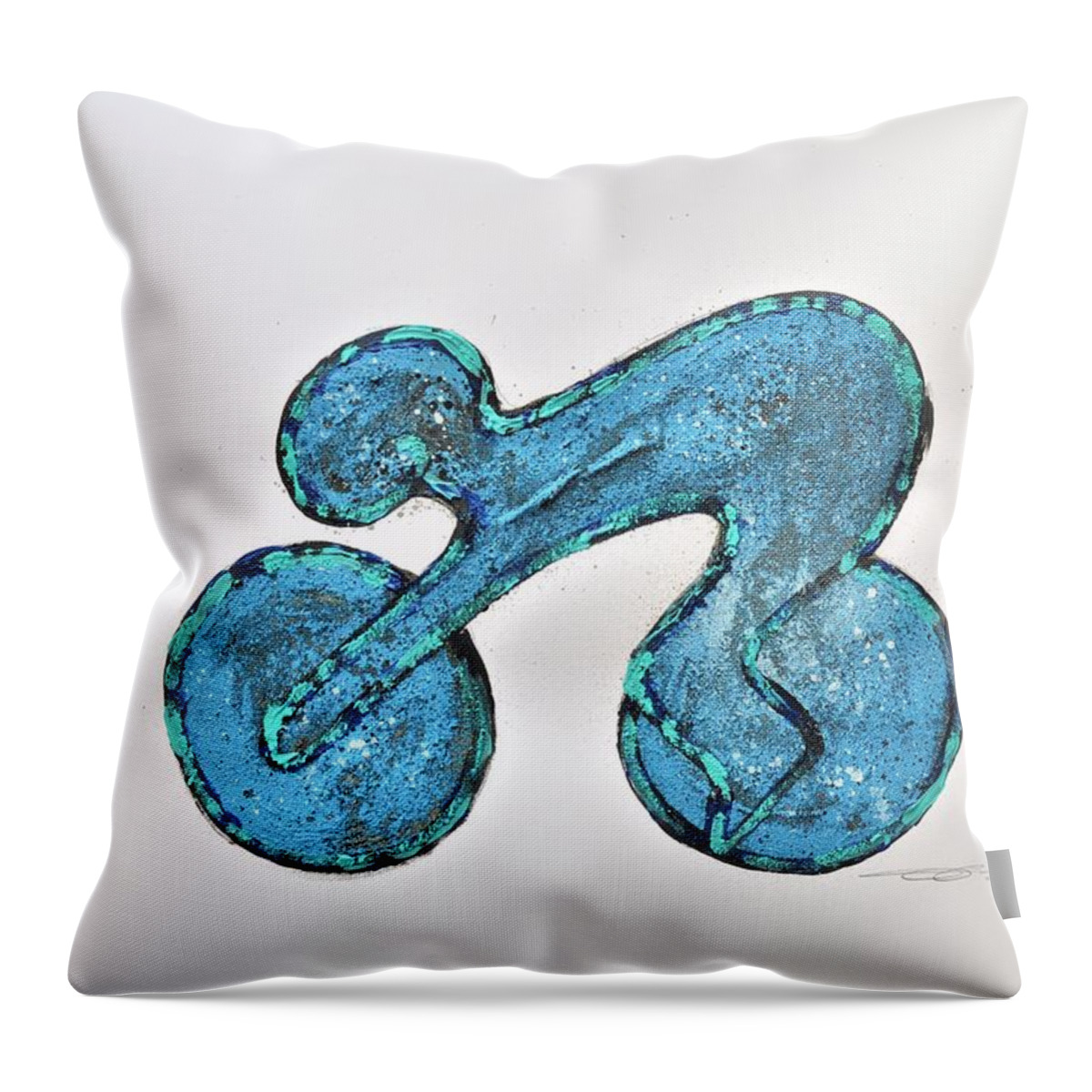 Bike Throw Pillow featuring the mixed media Cyclers 6 by Eduard Meinema
