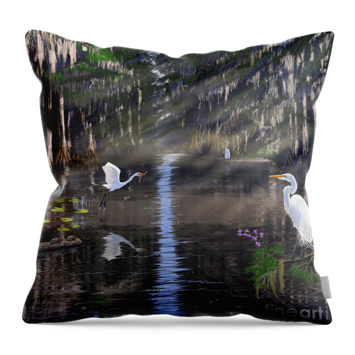 Square Throw Pillow featuring the digital art Cypress Dome Drama by Gary F Richards