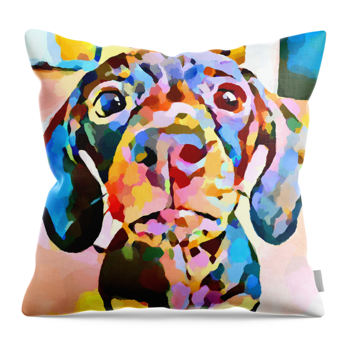 Dachshund Throw Pillow featuring the painting Dachshund 7 by Chris Butler