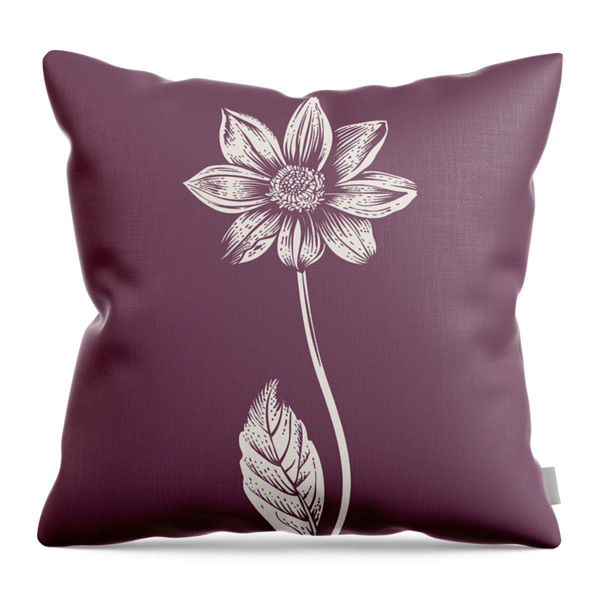 Dahlia Throw Pillow featuring the mixed media Dahlia Purple Flower by Naxart Studio