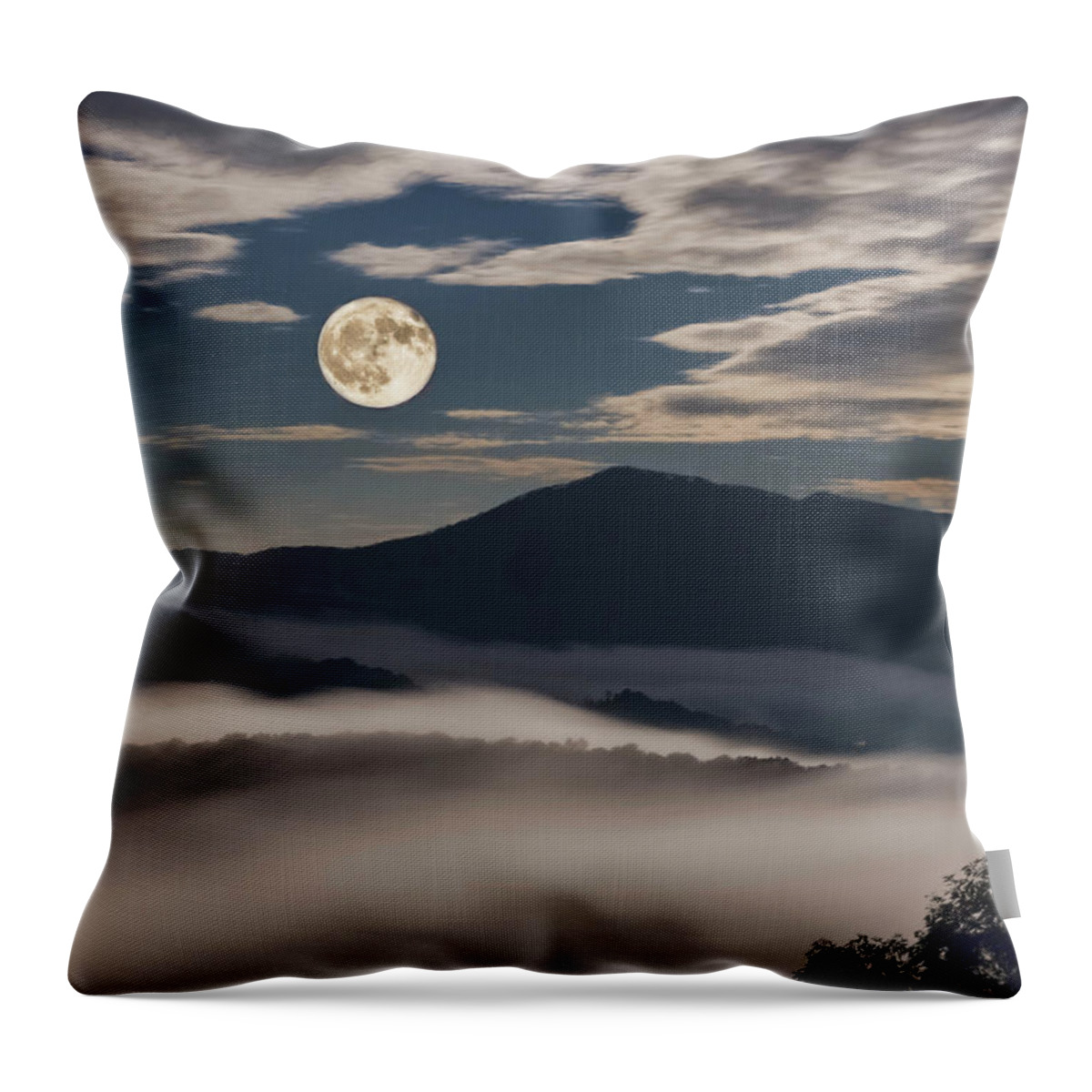 Asheville Nc Throw Pillow featuring the photograph Dance of Clouds and Moon by Louise Lindsay