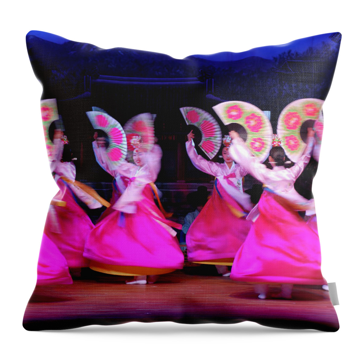 Korea Throw Pillow featuring the photograph Dancers Performing At Korea House by Lonely Planet