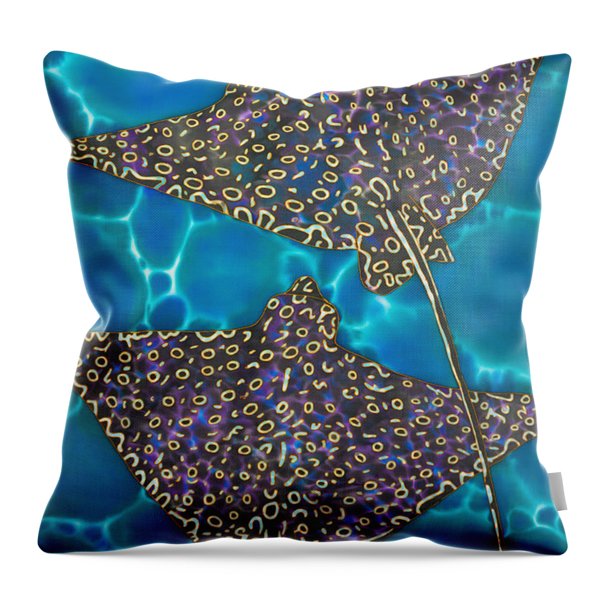 Eagle Rays Throw Pillow featuring the painting Dancing Eagles by Daniel Jean-Baptiste