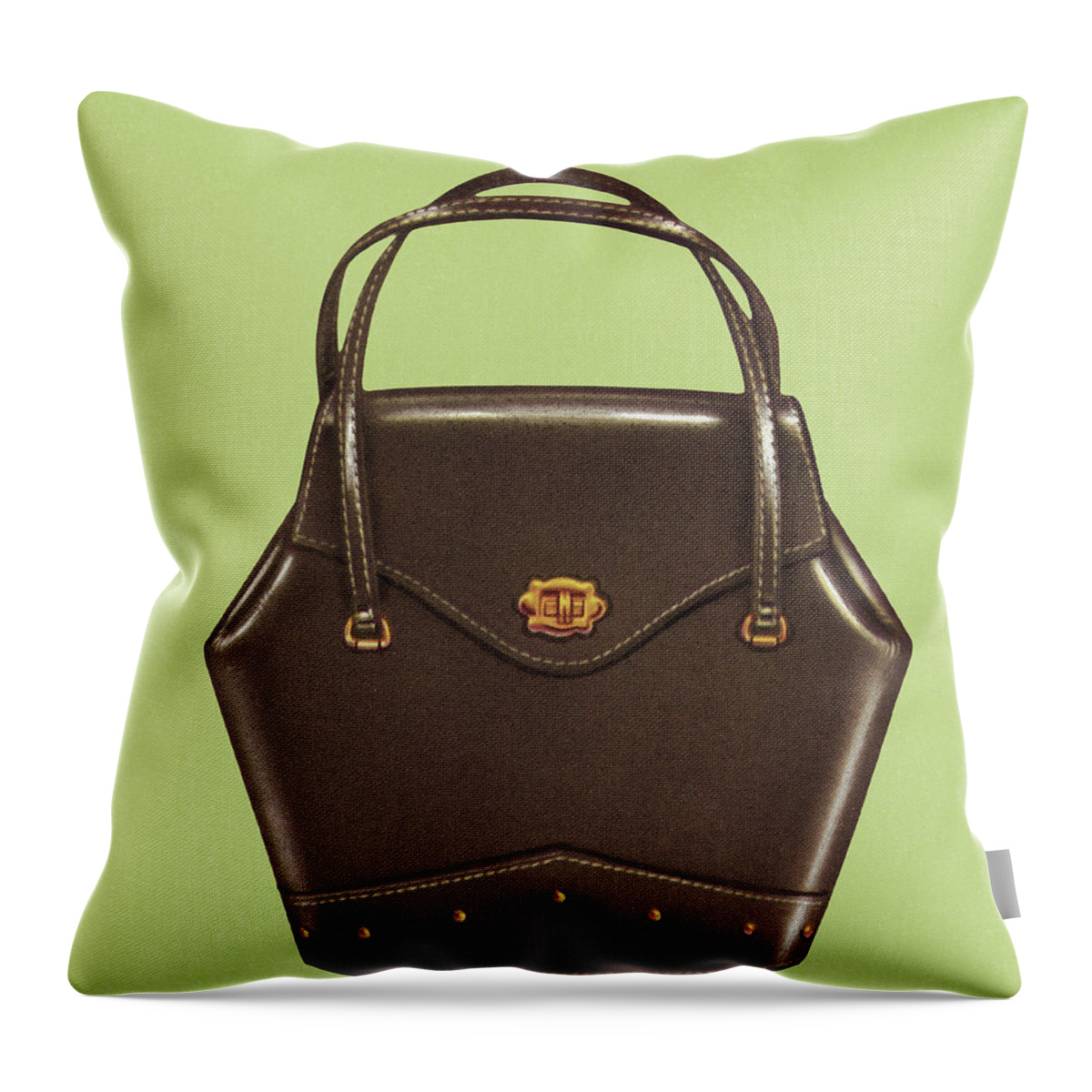 Accessories Throw Pillow featuring the drawing Dark Brown Handbag by CSA Images