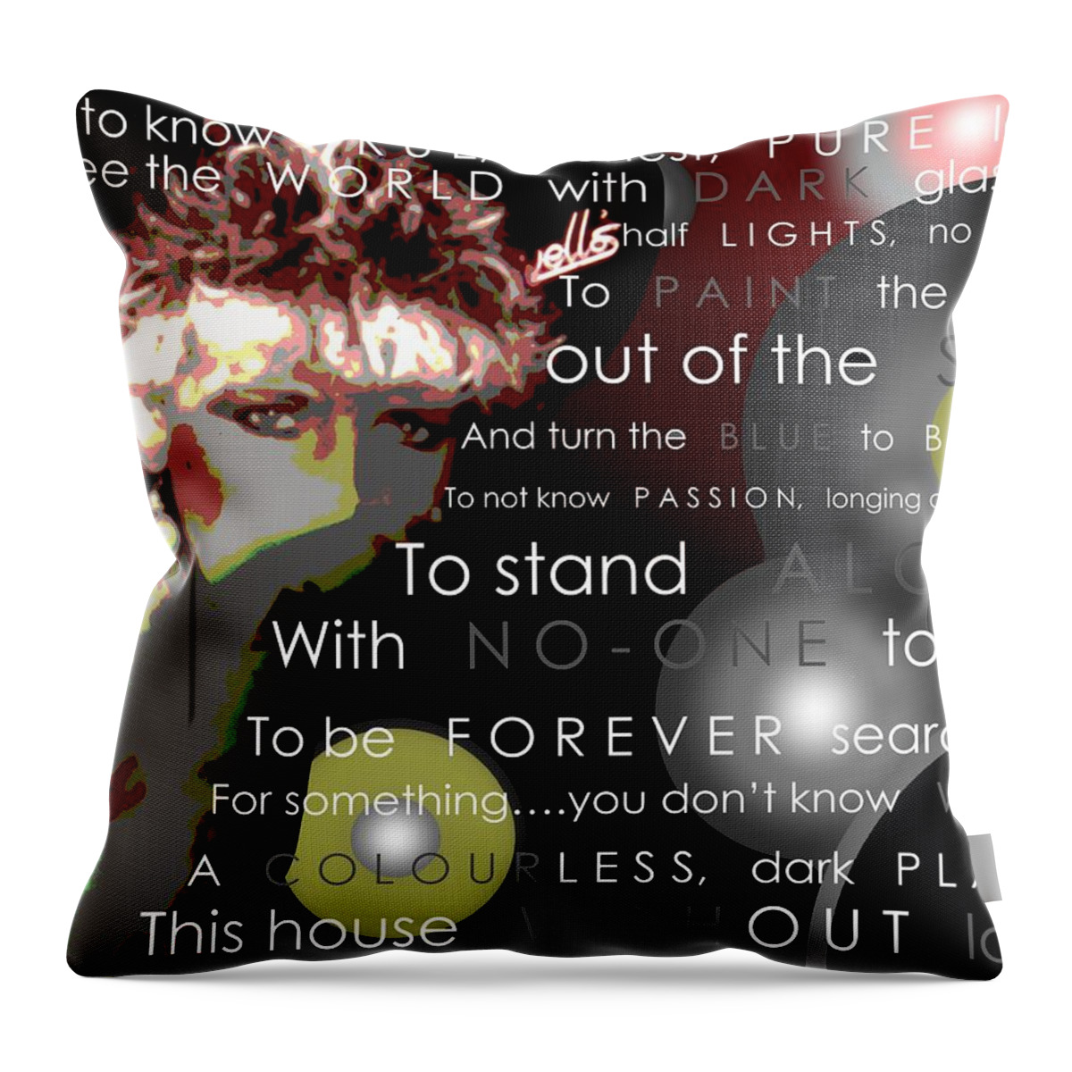 Word Art Throw Pillow featuring the mixed media Dark House by Joan Stratton