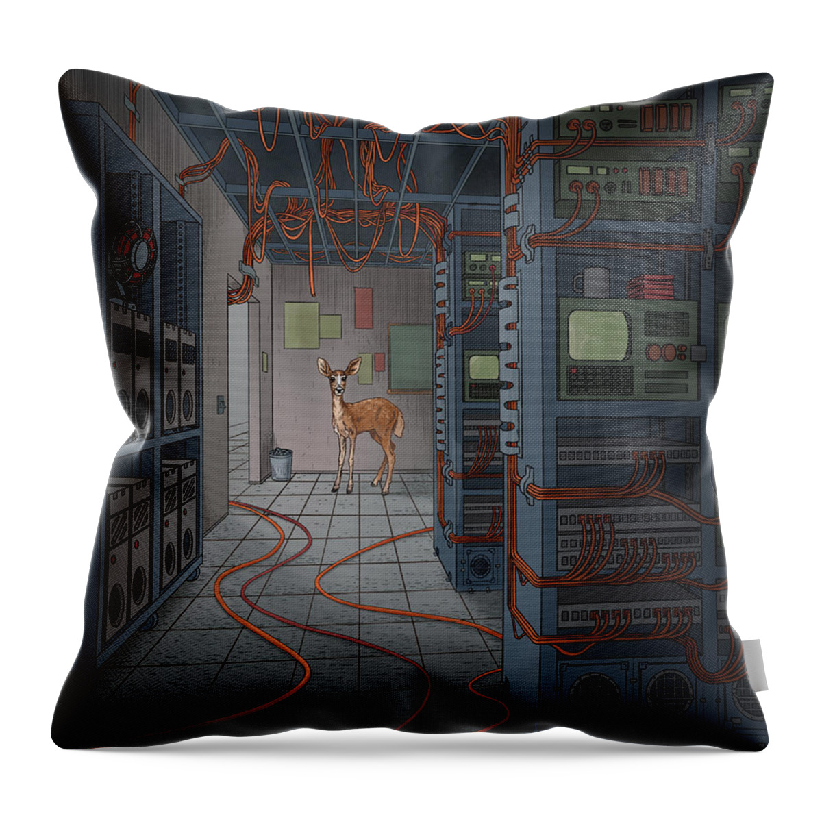  Throw Pillow featuring the digital art Data _ Center by EvanArt - Evan Miller