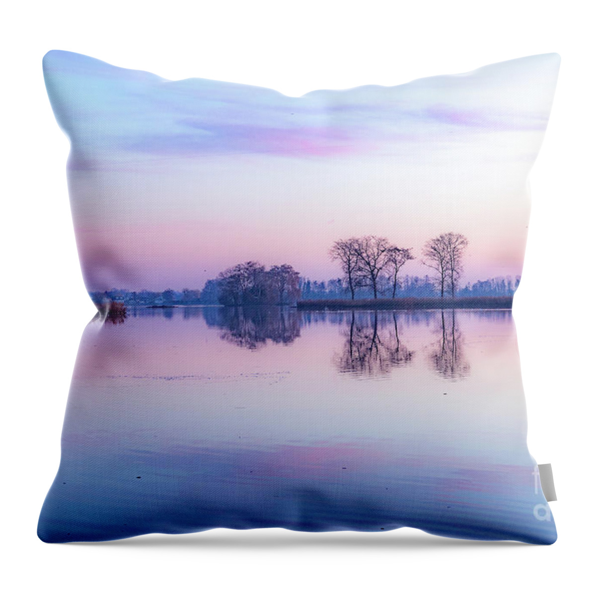 Elfhoevenplas Throw Pillow featuring the photograph Dawn in Holland-2 by Casper Cammeraat