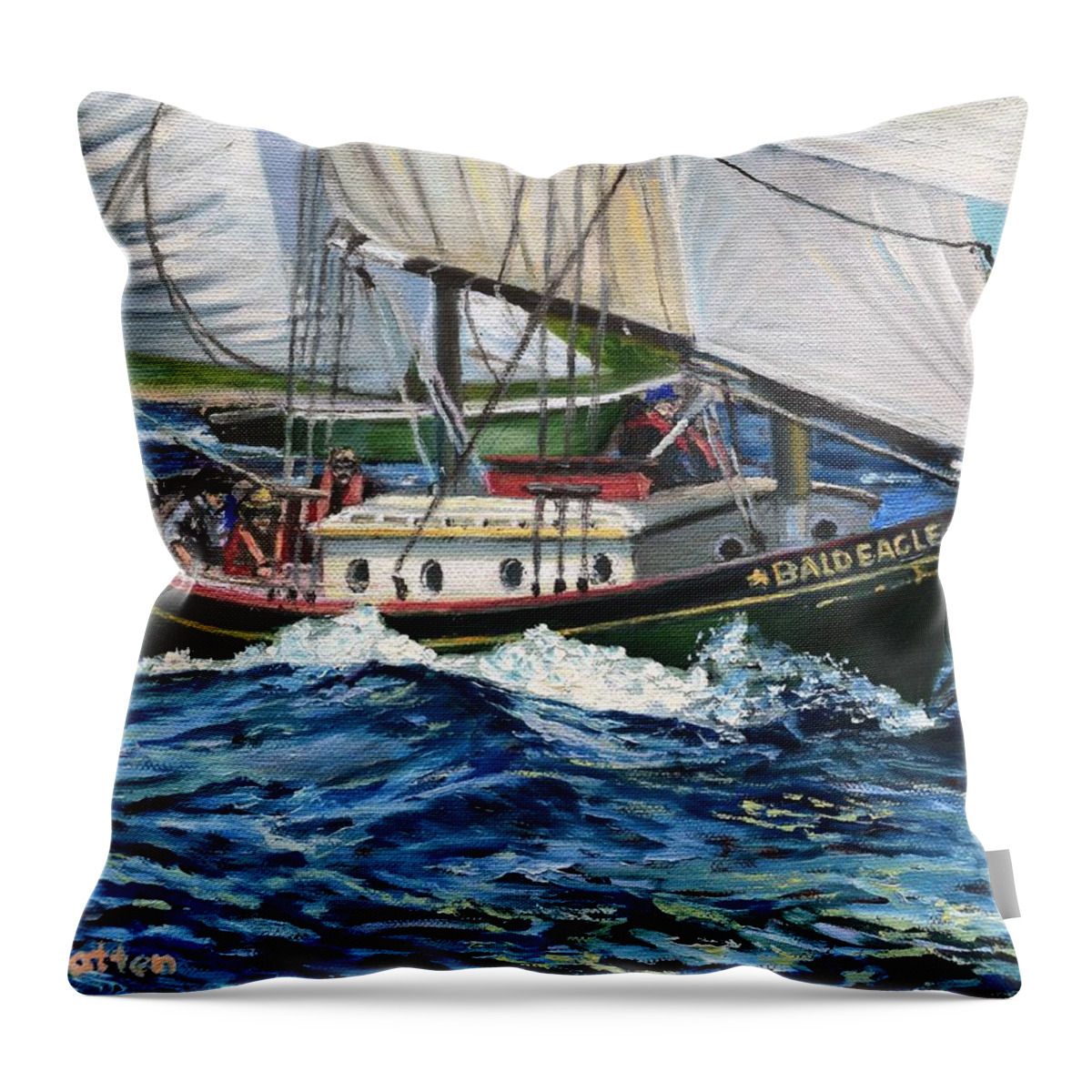 Water Throw Pillow featuring the painting Day Sailing by Eileen Patten Oliver