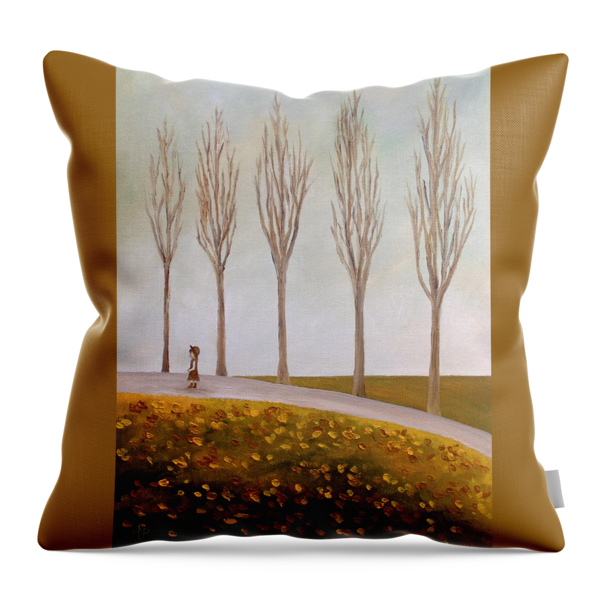 Elms Throw Pillow featuring the painting Days When The Rains Came by Angeles M Pomata