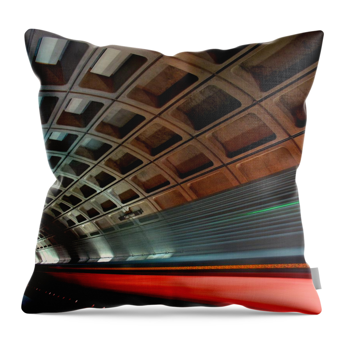 Ceiling Throw Pillow featuring the photograph Dc Subway by Patrick Yuen