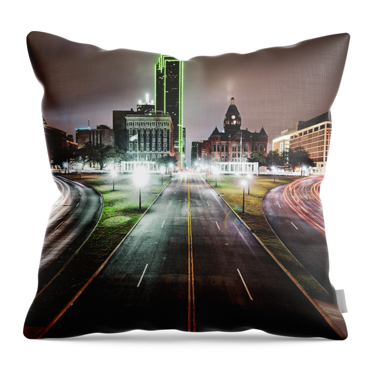 America Throw Pillow featuring the photograph Dealey Plaza Skyline - Dallas Texas by Gregory Ballos