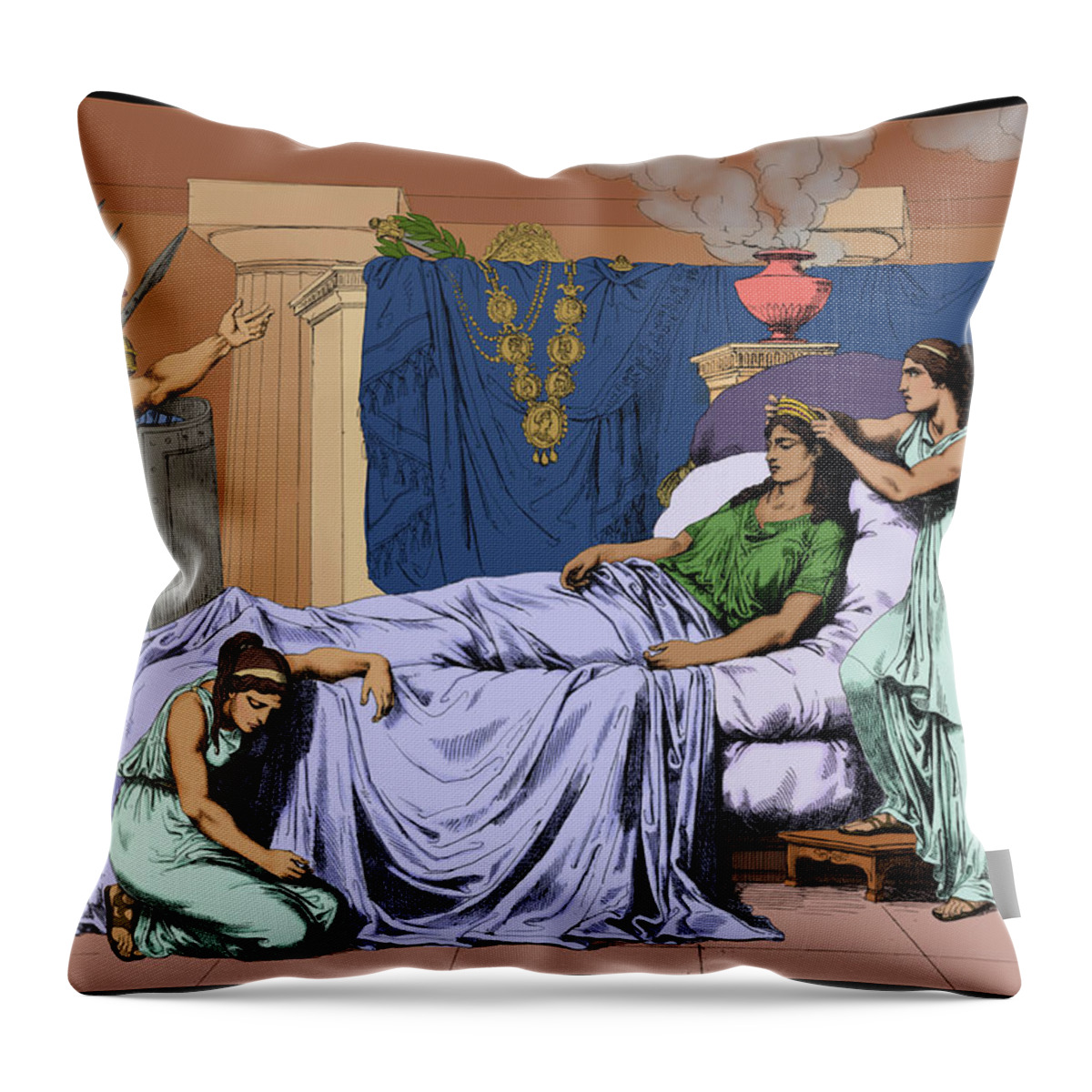 1st Century Bc Throw Pillow featuring the photograph Death Of Cleopatra, Queen Of Egypt, 30 by Science Source
