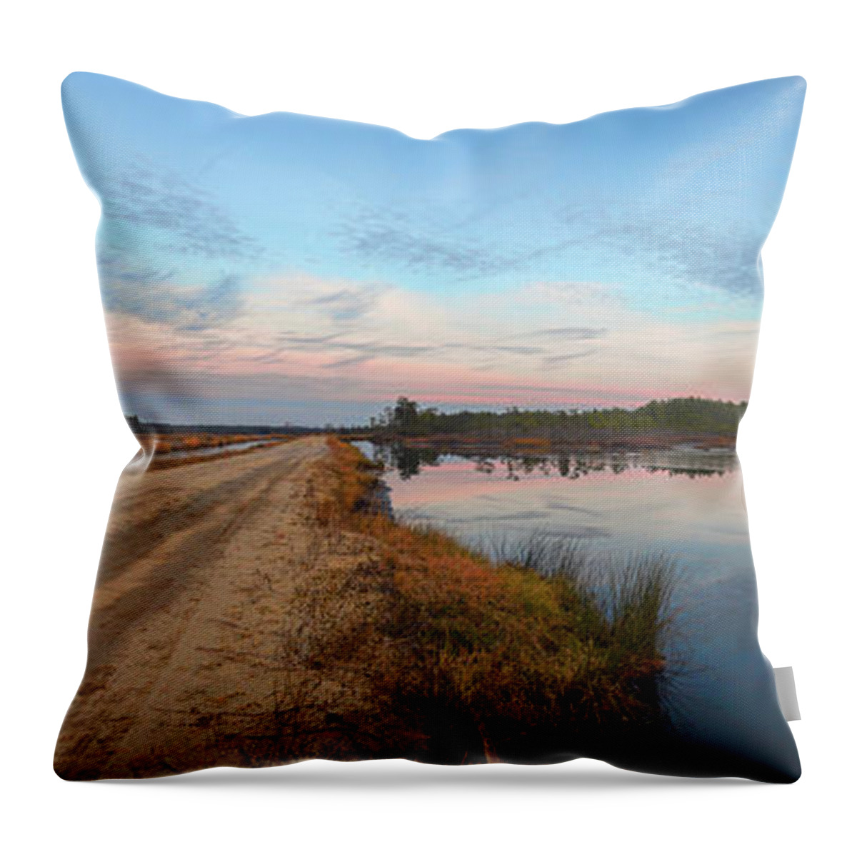 Sunset Throw Pillow featuring the photograph December Sunset at Whitesbog NJ by Beth Venner