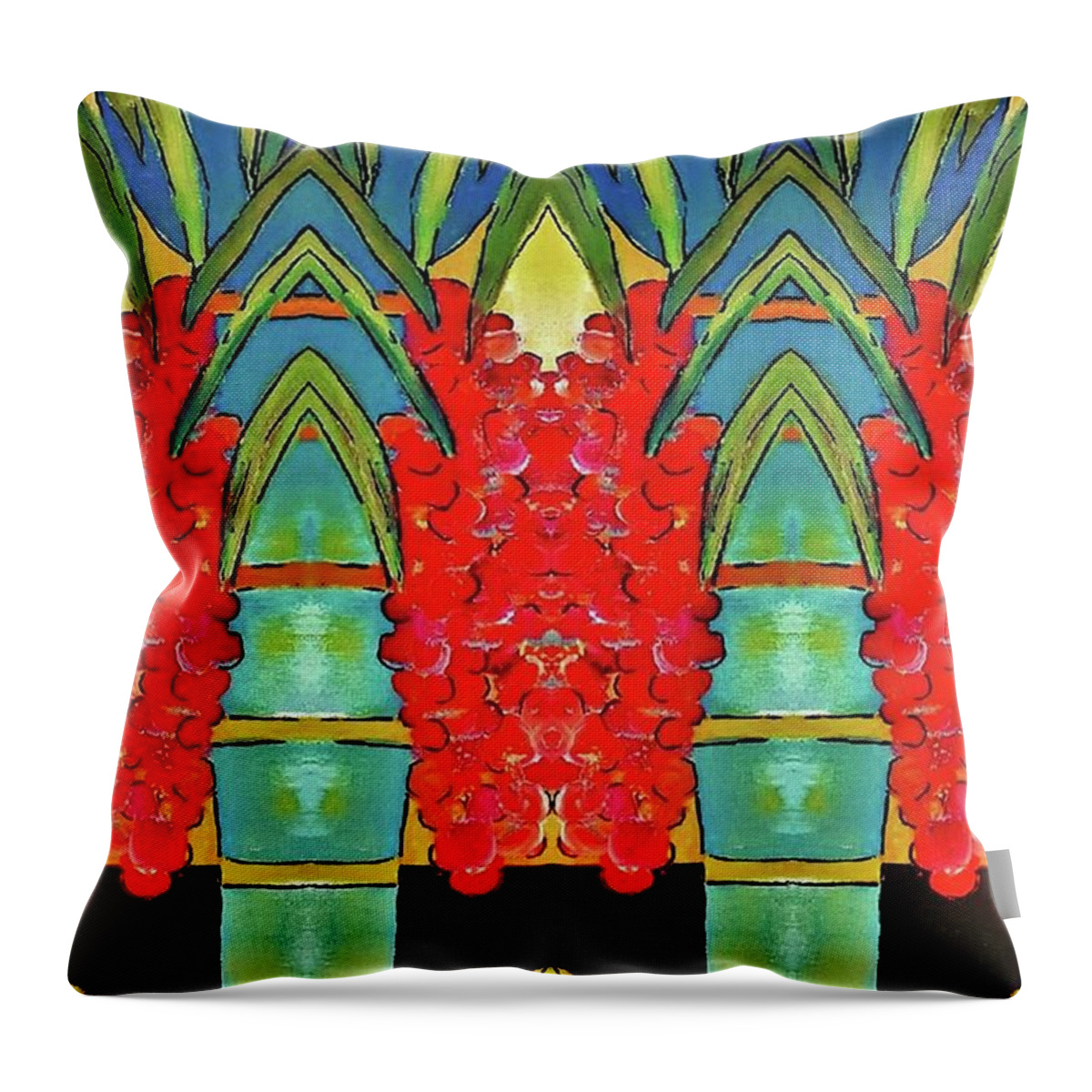Palms Throw Pillow featuring the digital art Deco Palms by Tracey Lee Cassin