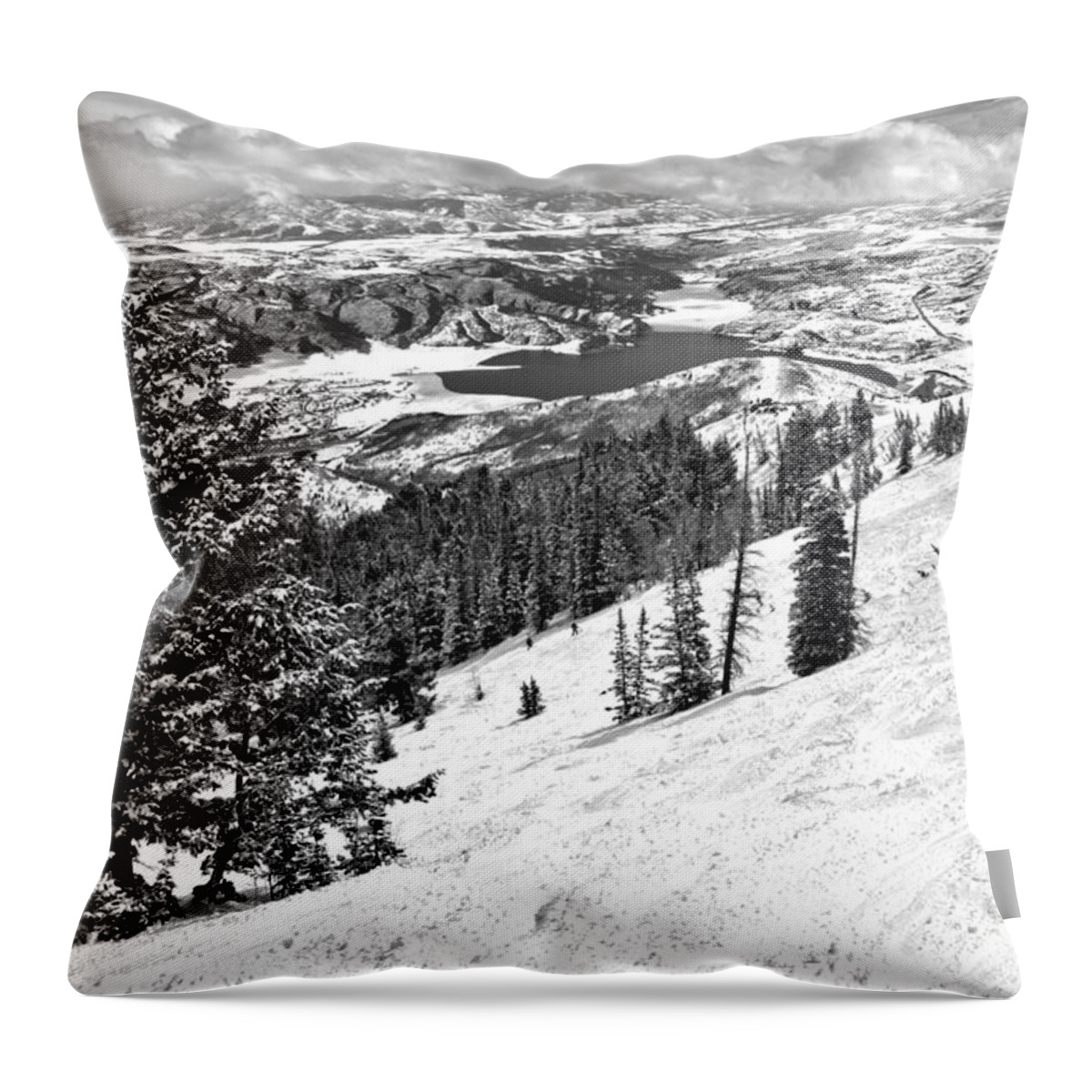 Deer Valley Throw Pillow featuring the photograph Deer Valley Views From The Bumps Black And White by Adam Jewell