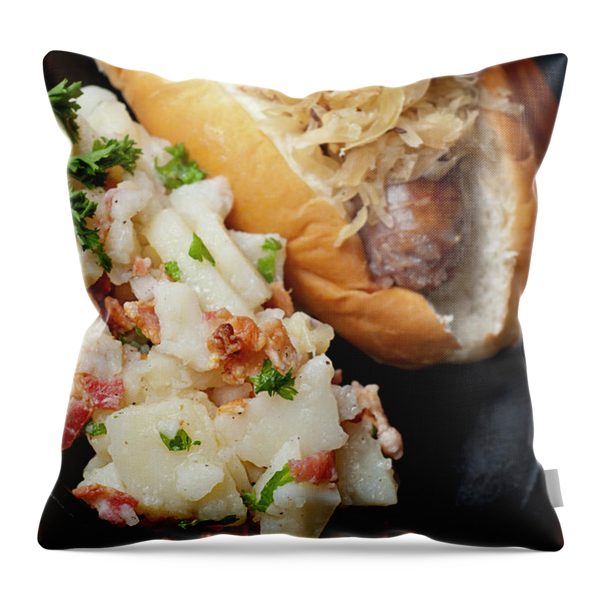 German Food Throw Pillow featuring the photograph Delicious German Potato Salad And Bread by Rudisill