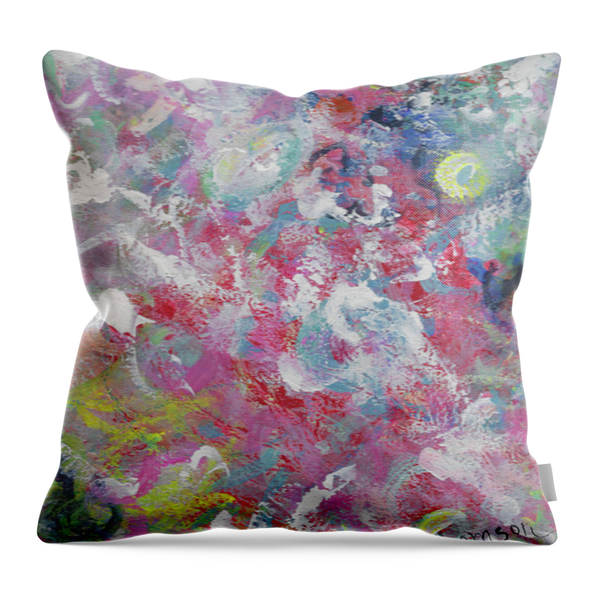 Spring Throw Pillow featuring the painting Delightful Dancing 3 by Kristen Abrahamson