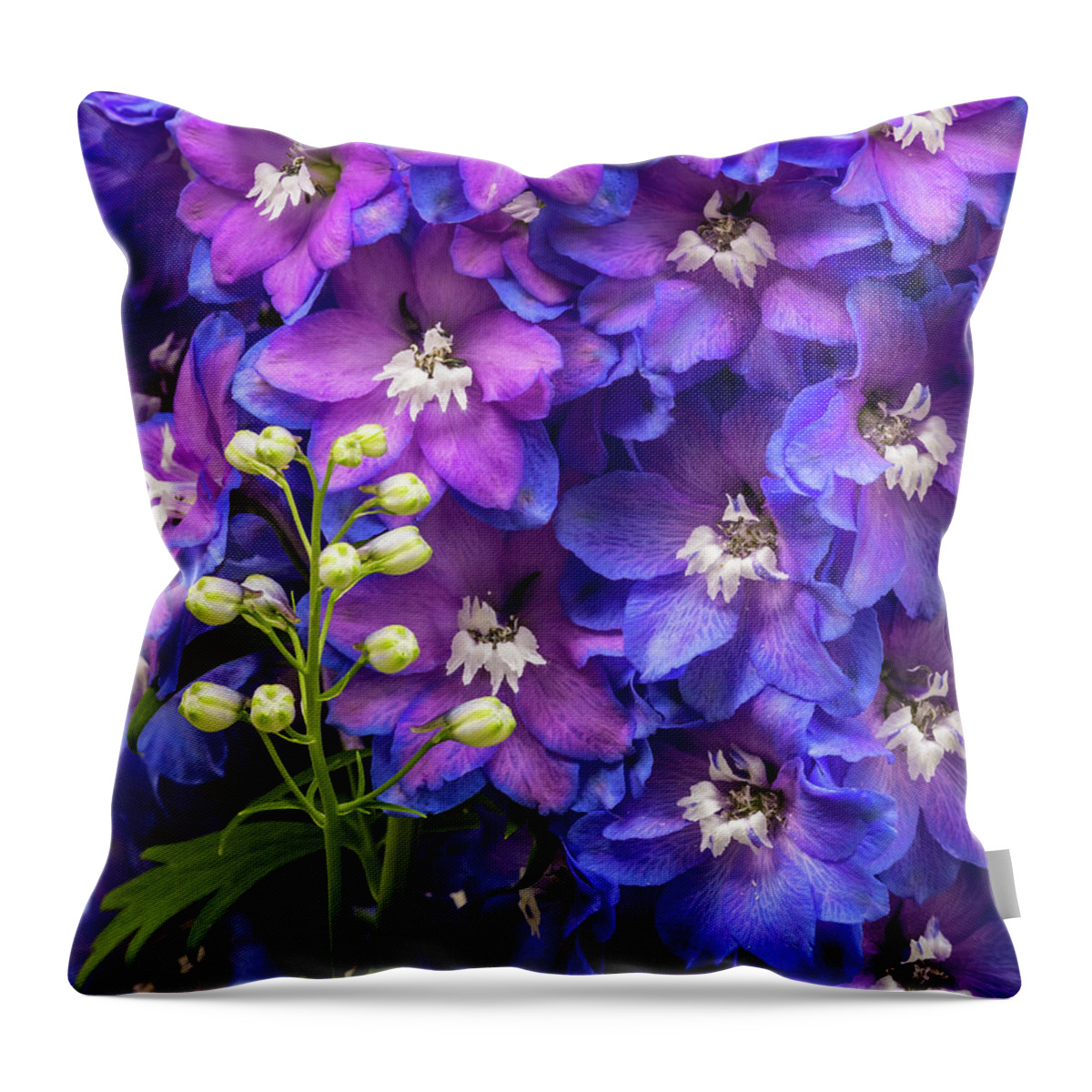 Delphinium Throw Pillow featuring the photograph Delphinium by Mark Mille