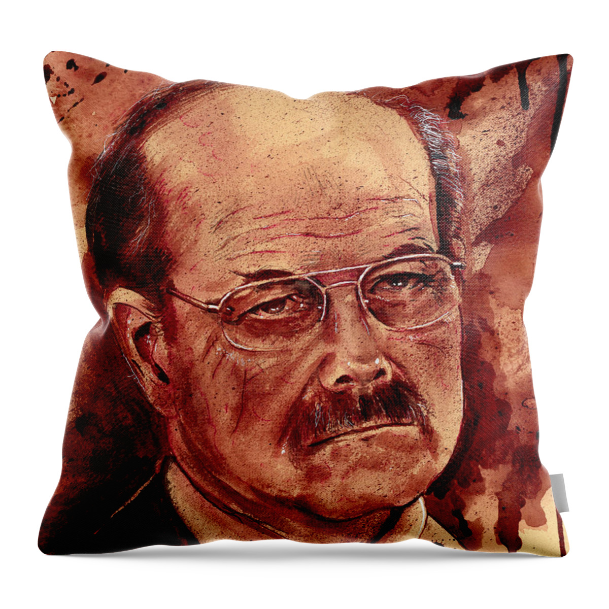 Ryan Almighty Throw Pillow featuring the painting DENNIS RADER BTK port dry blood by Ryan Almighty