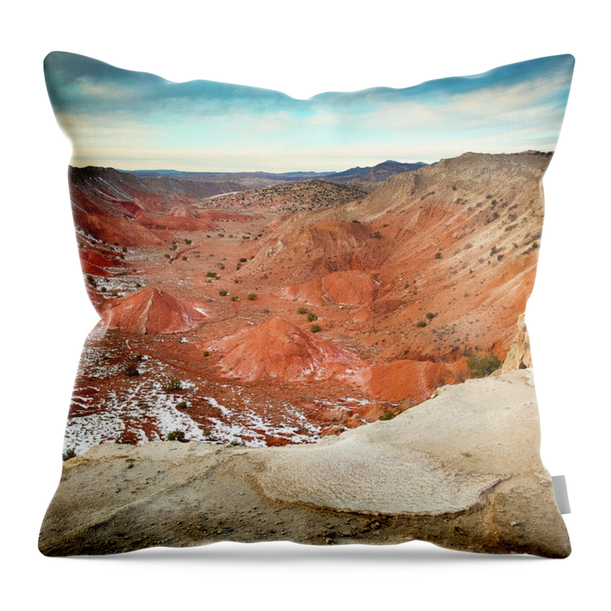 Scenics Throw Pillow featuring the photograph Desert Badlands Landscape by Amygdala imagery