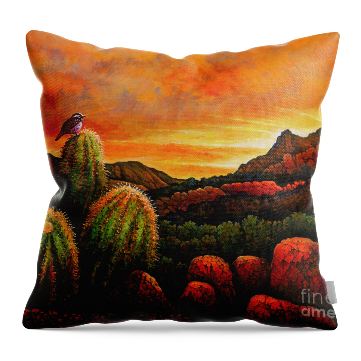 Desert Throw Pillow featuring the painting Desert Sunset by Michael Frank