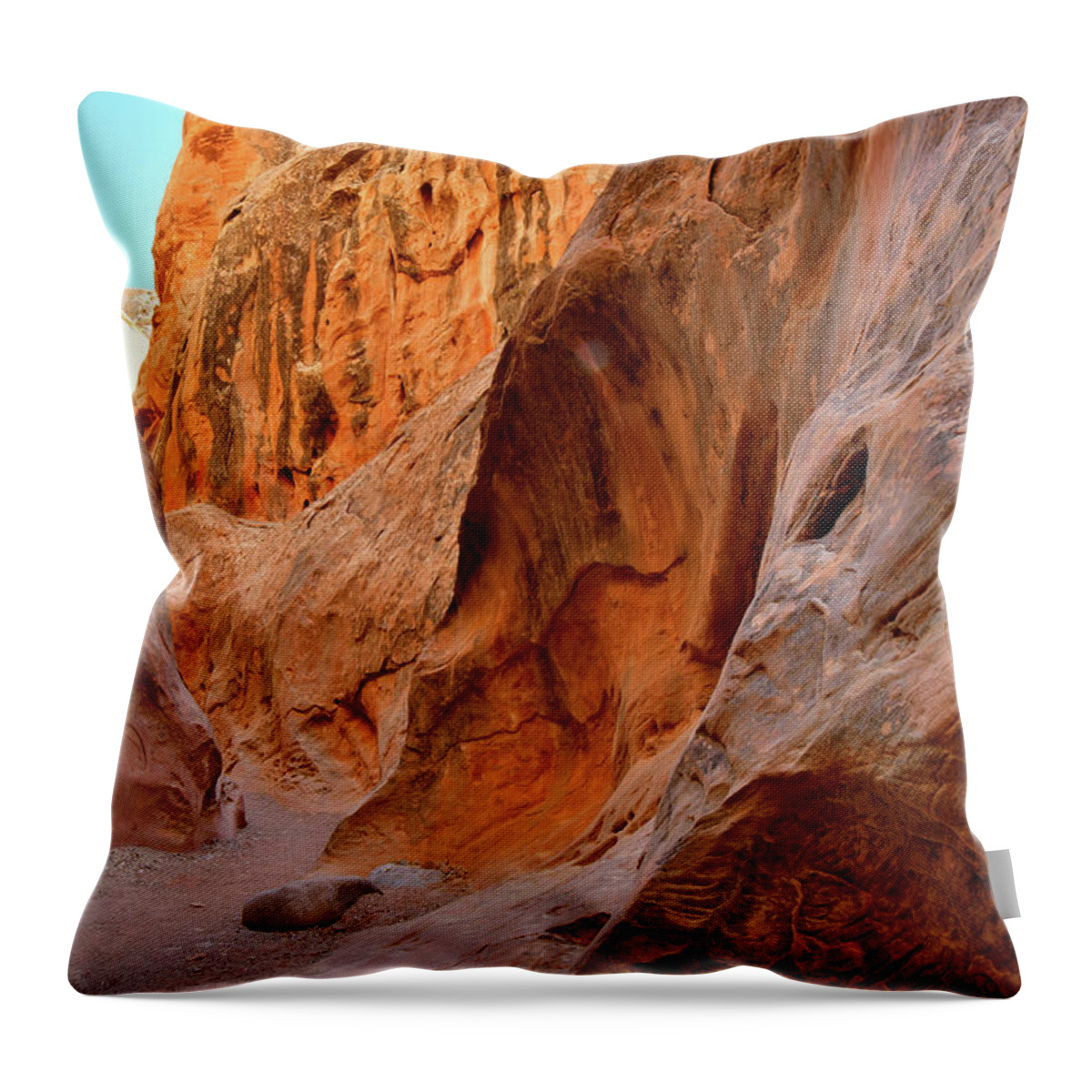 Little Wild Horse Canyon Throw Pillow featuring the photograph Desert Varnish in Little Wild Horse Canyon by Ray Mathis