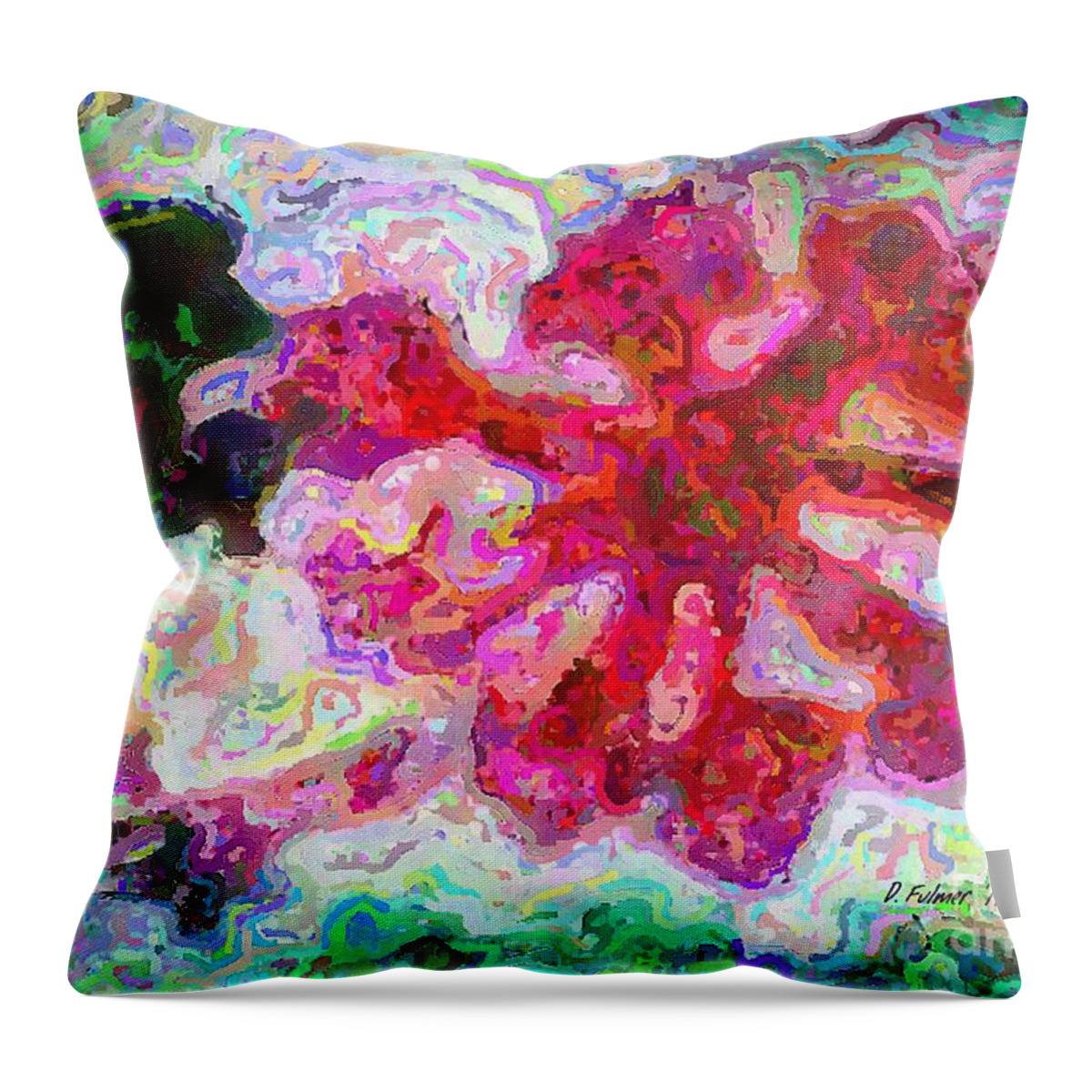 Abstract Throw Pillow featuring the mixed media Design Lefleur by Denise F Fulmer