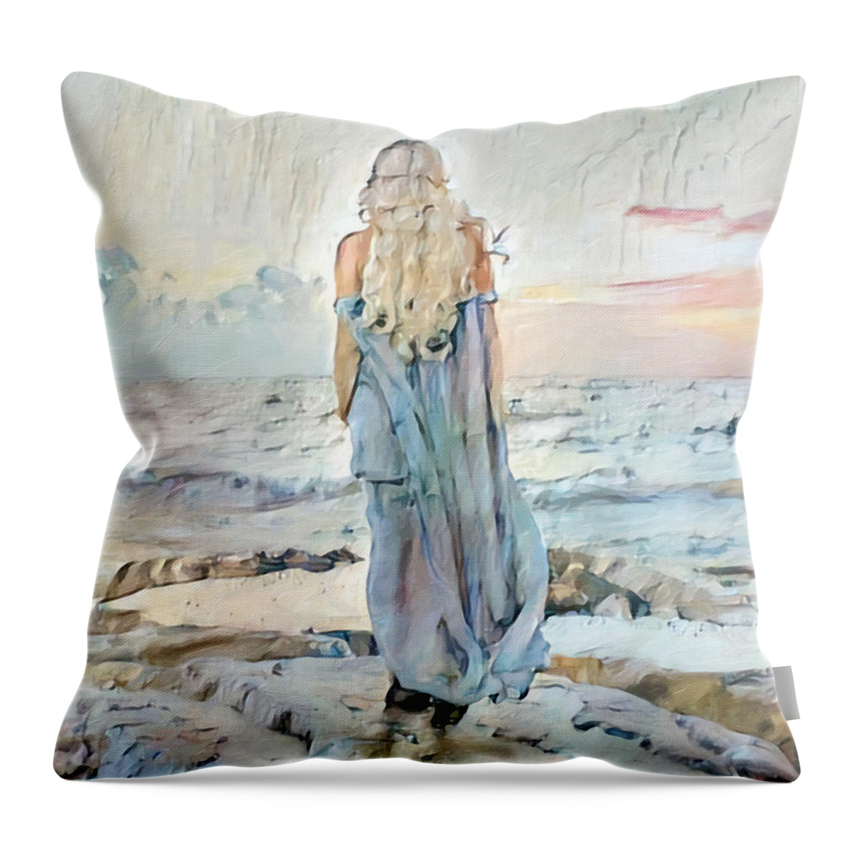 Woman Throw Pillow featuring the digital art Desolate or Contemplative by Chris Armytage