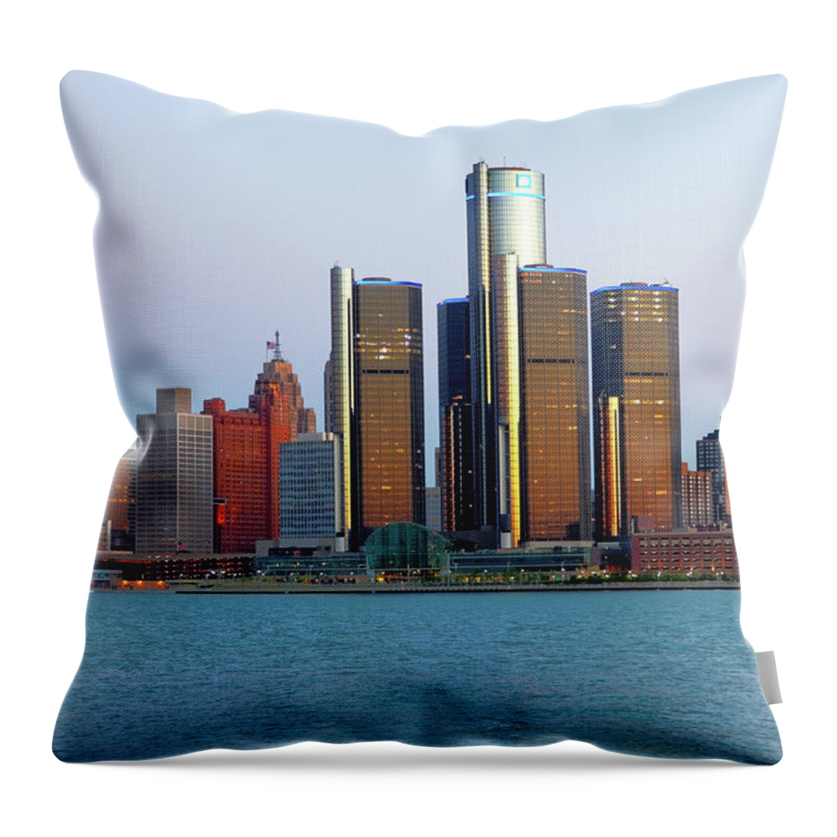 Detroit Throw Pillow featuring the photograph Detroit by Denistangneyjr
