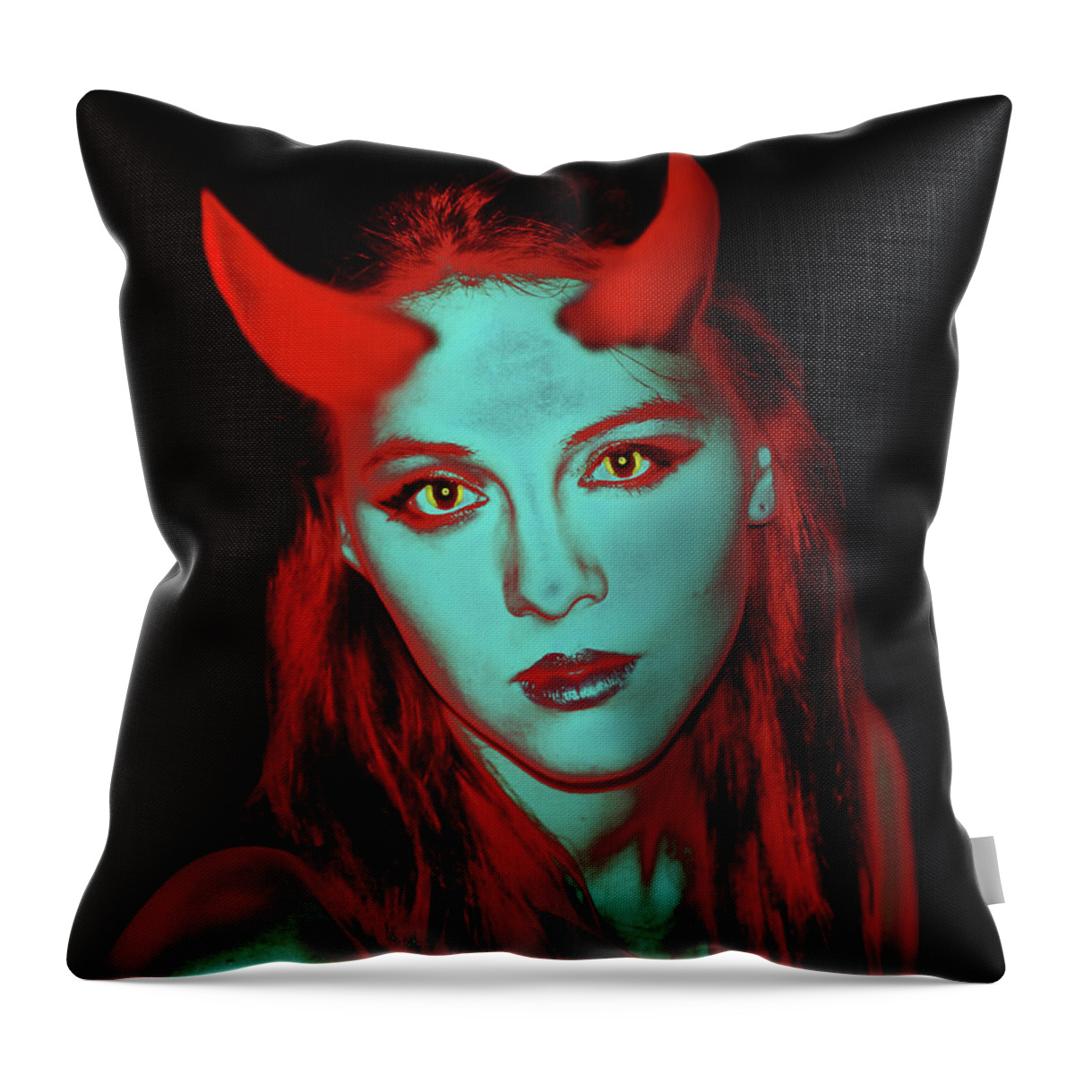 Fantasy Throw Pillow featuring the photograph Devil Women by Miroslava Jurcik