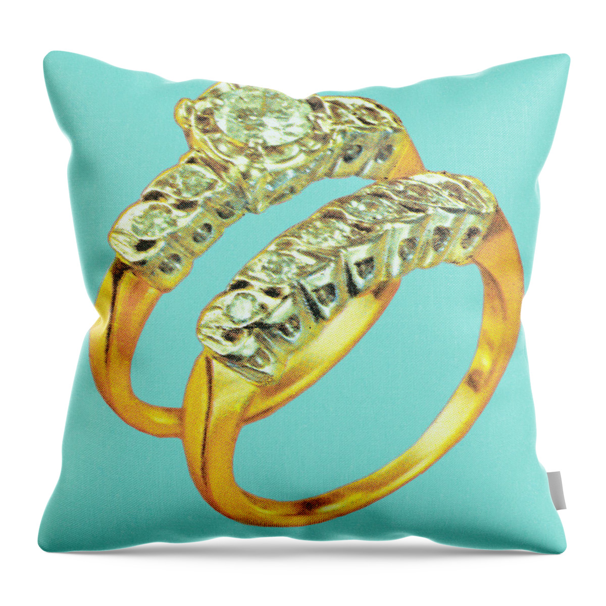 Accessories Throw Pillow featuring the drawing Diamond rings by CSA Images
