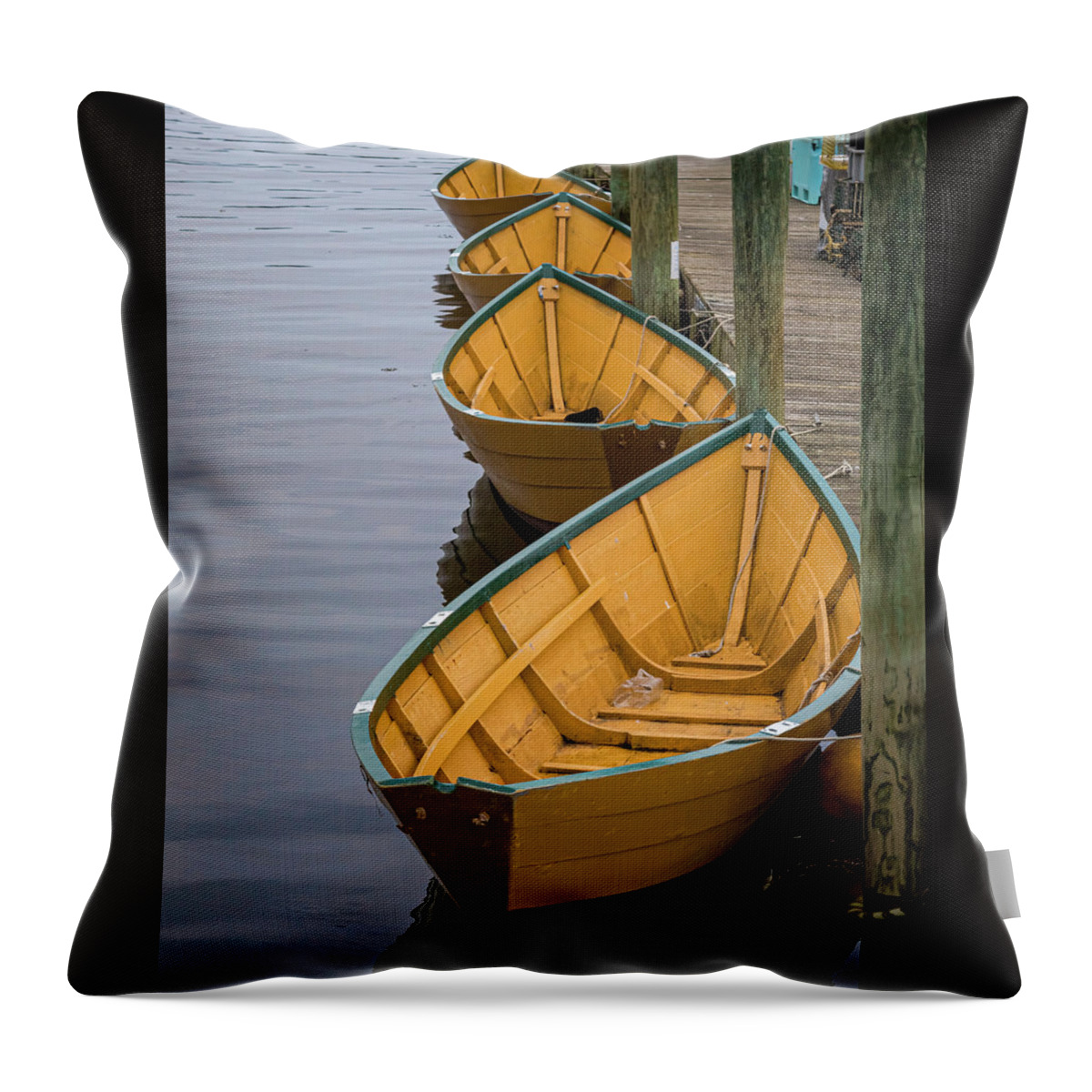 Cape Ann Throw Pillow featuring the photograph Dinghies by Ray Silva