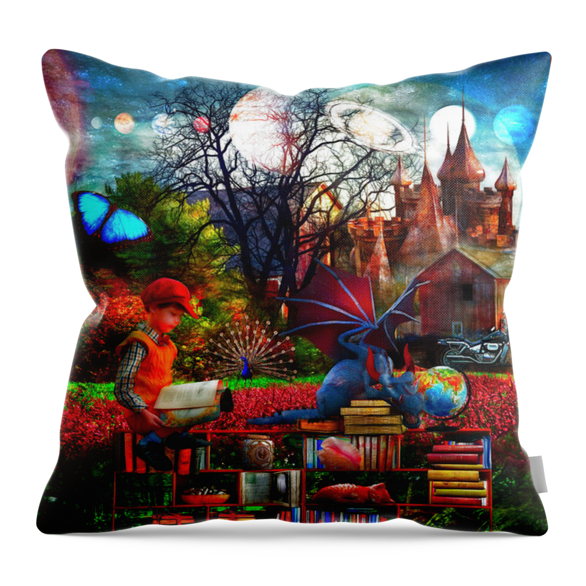 Barn Throw Pillow featuring the digital art Discovery Painting by Debra and Dave Vanderlaan