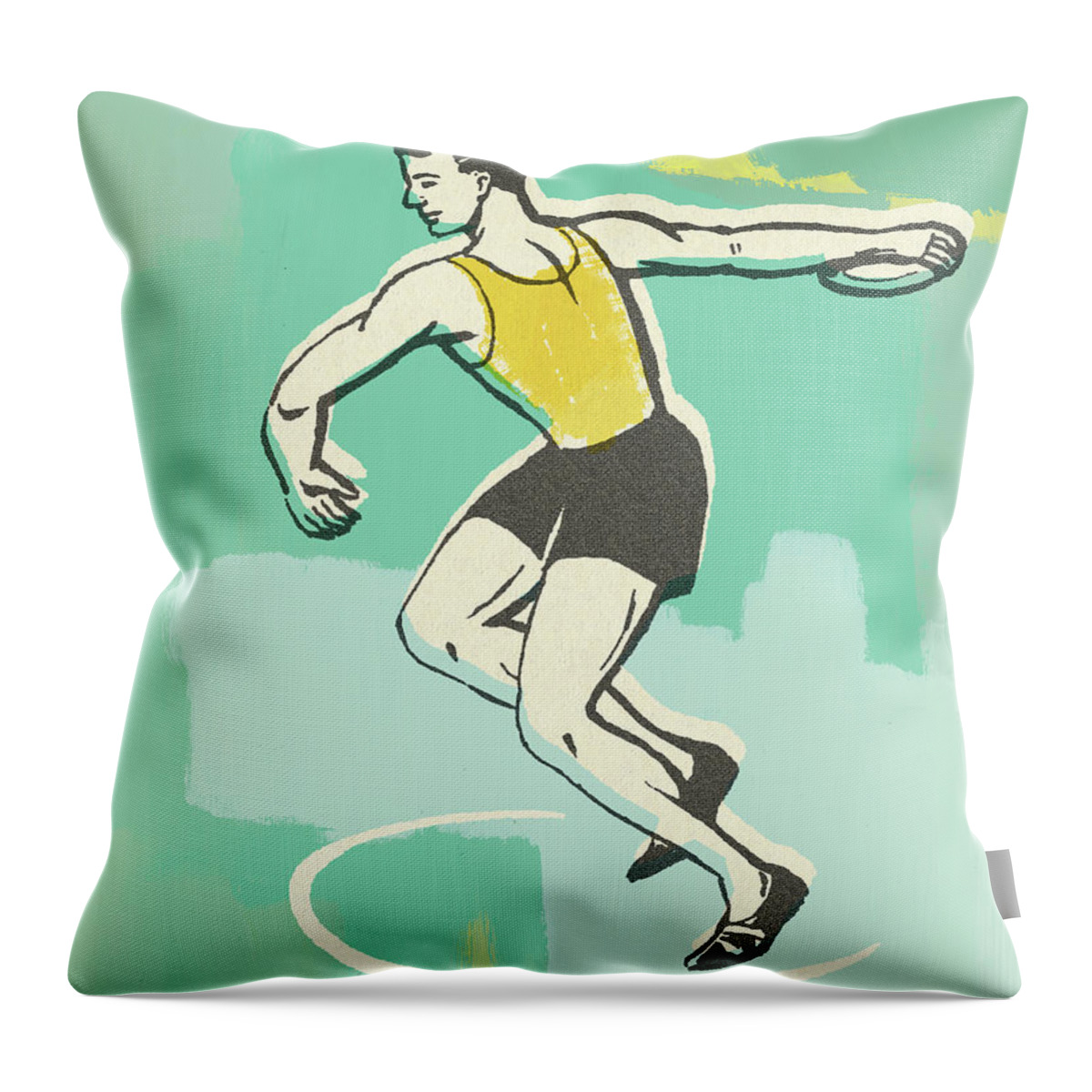 Adult Throw Pillow featuring the drawing Discus Throw by CSA Images
