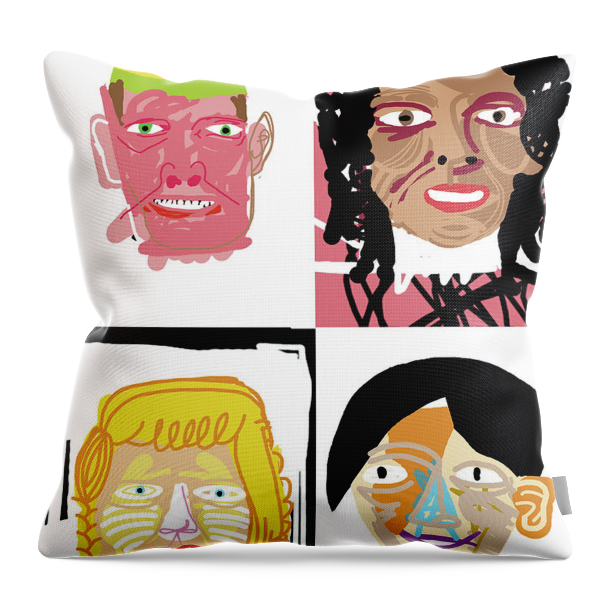 Adult Throw Pillow featuring the drawing Diverse Portraits by CSA Images