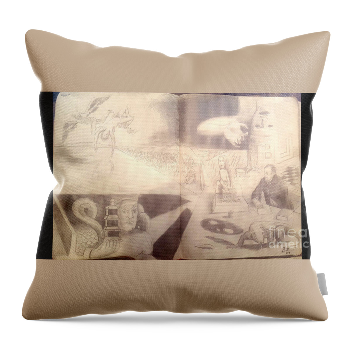  Throw Pillow featuring the drawing Divine Grace by Jude Darrien