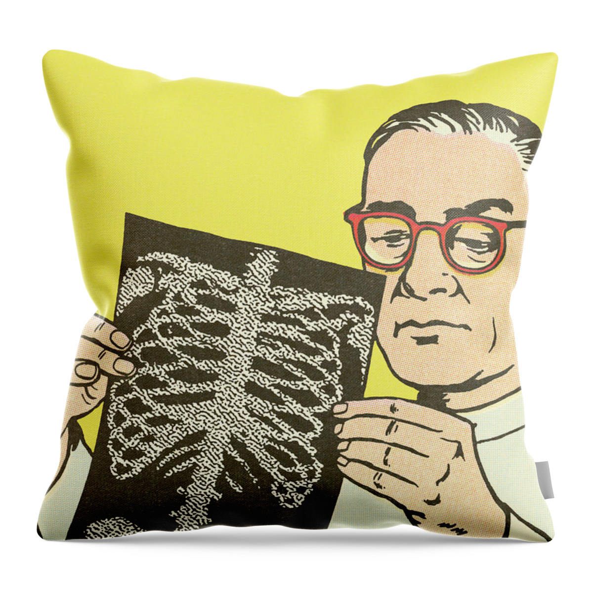 Accessories Throw Pillow featuring the drawing Doctor Looking at an X-Ray by CSA Images